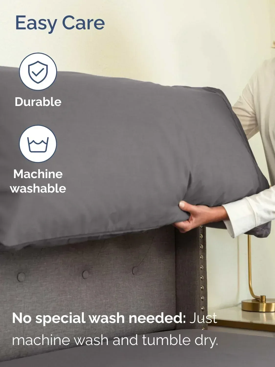 Deep Pocket Fitted Bed Sheet Set with Pillowcases, Soft Breathable Fabric, 160 * 200cm (Gray) - Image 2