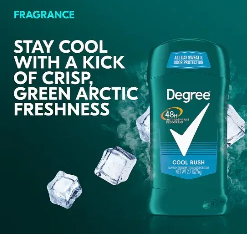 Degree Men Cool Rush 48-Hour Antiperspirant Deodorant Invisible Solid, 4 pk./2.7 oz - Image 2