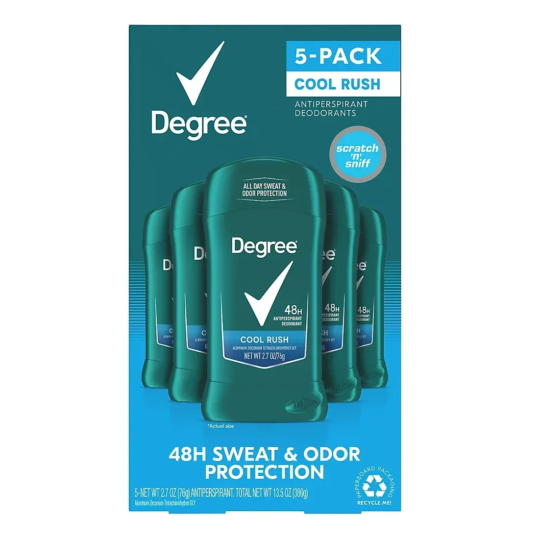 Degree Men's Cool Rush 48 Hour Deodorant, 5 pk.