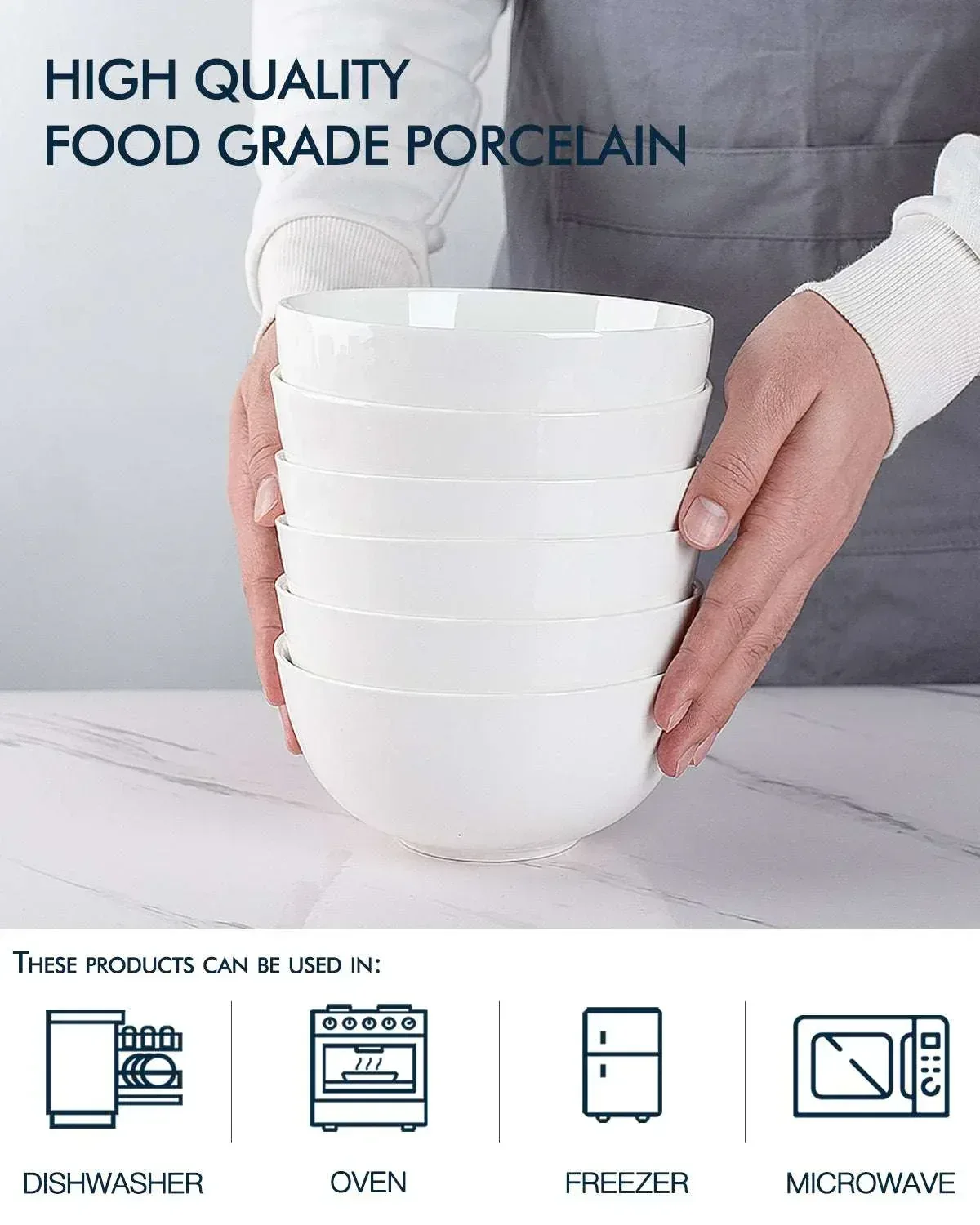Delling Ceramic Soy Sauce Dipping Bowls, 4oz, Set of 6, White - Image 4