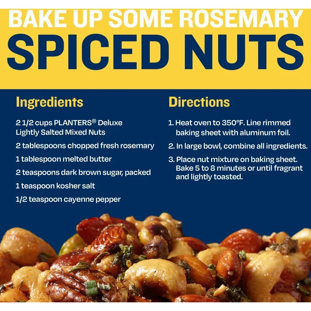 Deluxe Lightly Salted Mixed Nuts, Party Snacks, Plant-Based Protein 15.25Oz (1 Canister) - Image 2