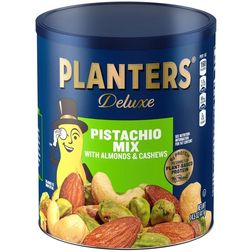 Deluxe Pistachio Mix, Party Snacks, Plant-Based Protein, 14.5 Oz Canister - Image 13