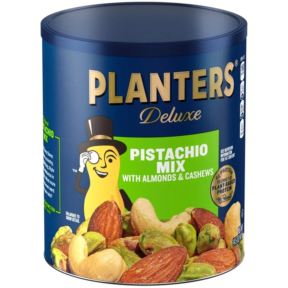 Deluxe Pistachio Mix, Party Snacks, Plant-Based Protein, 14.5 Oz Canister - Image 18