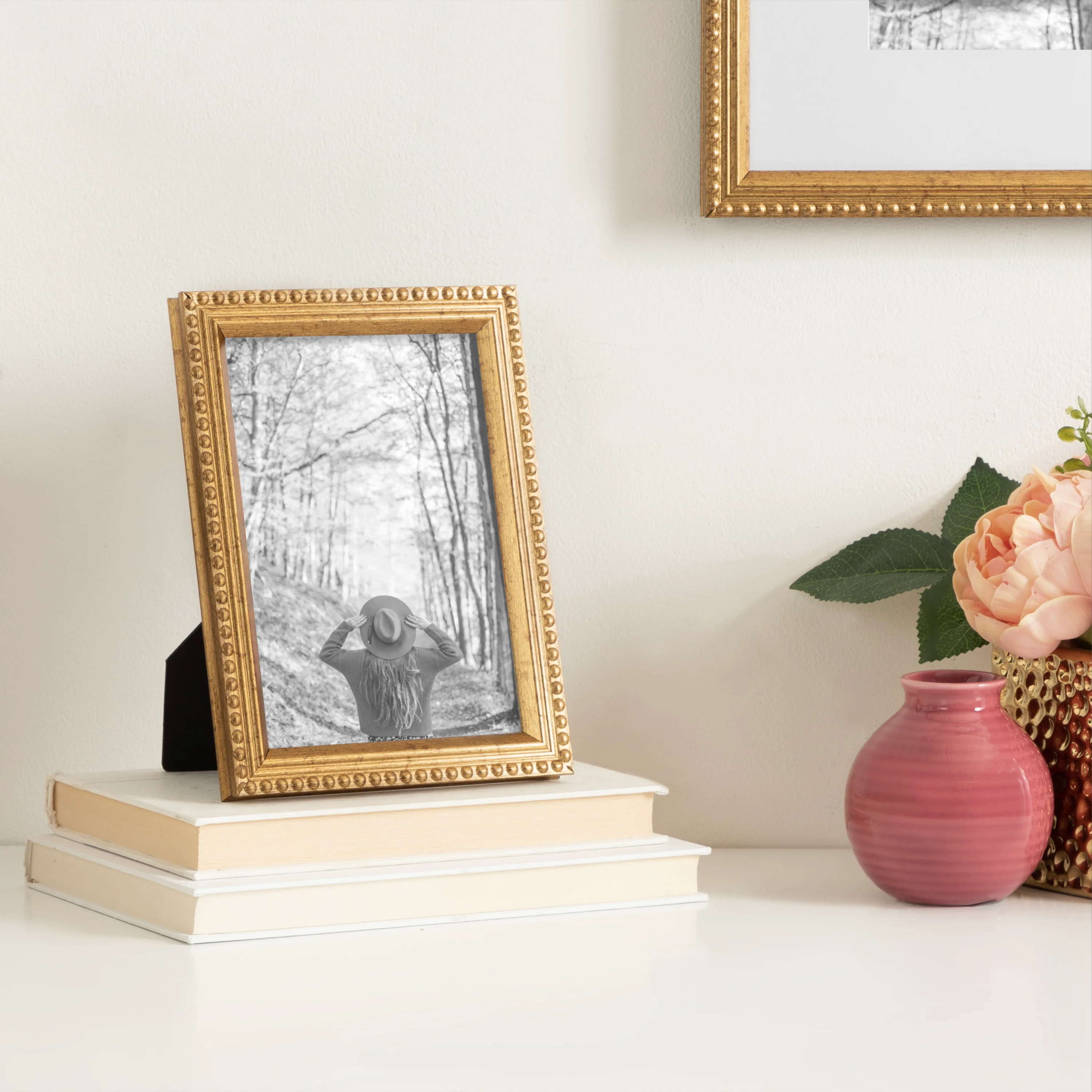 DesignOvation 5x7 Beaded Gold Decorative Tabletop Picture Frame - Image 5
