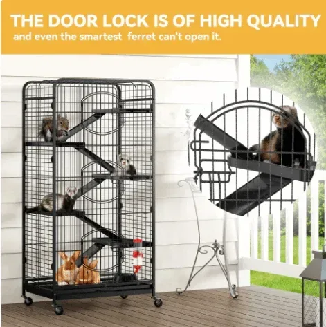 Dextrus 52-inch Metal Pet Cage with Mobile Stand for Indoor and Outdoor Use, Suitable for Squirrel, Guinea Pig, Bunny, Feline, and Rabbit - Image 2