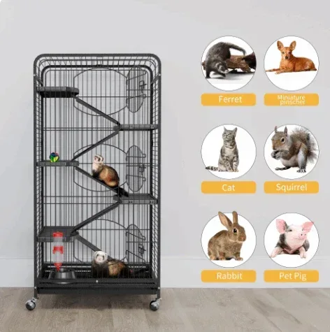 Dextrus 52-inch Metal Pet Cage with Mobile Stand for Indoor and Outdoor Use, Suitable for Squirrel, Guinea Pig, Bunny, Feline, and Rabbit - Image 3