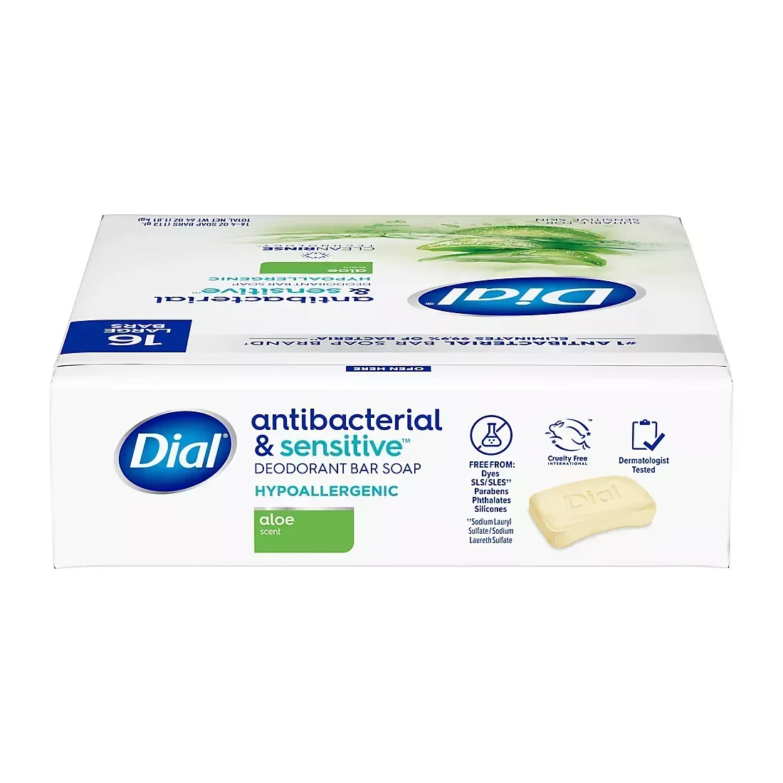 Dial Bar Soap, Antibacterial & Sensitive, Aloe Scent, 16 pk./4 oz. - Image 2