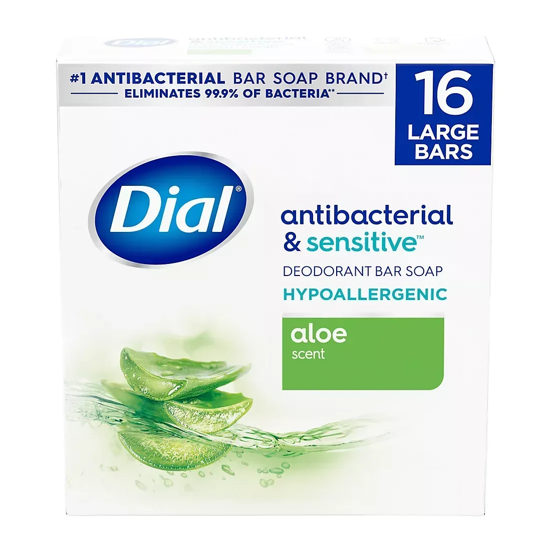 Dial Bar Soap, Antibacterial & Sensitive, Aloe Scent, 16 pk./4 oz. - Image 3