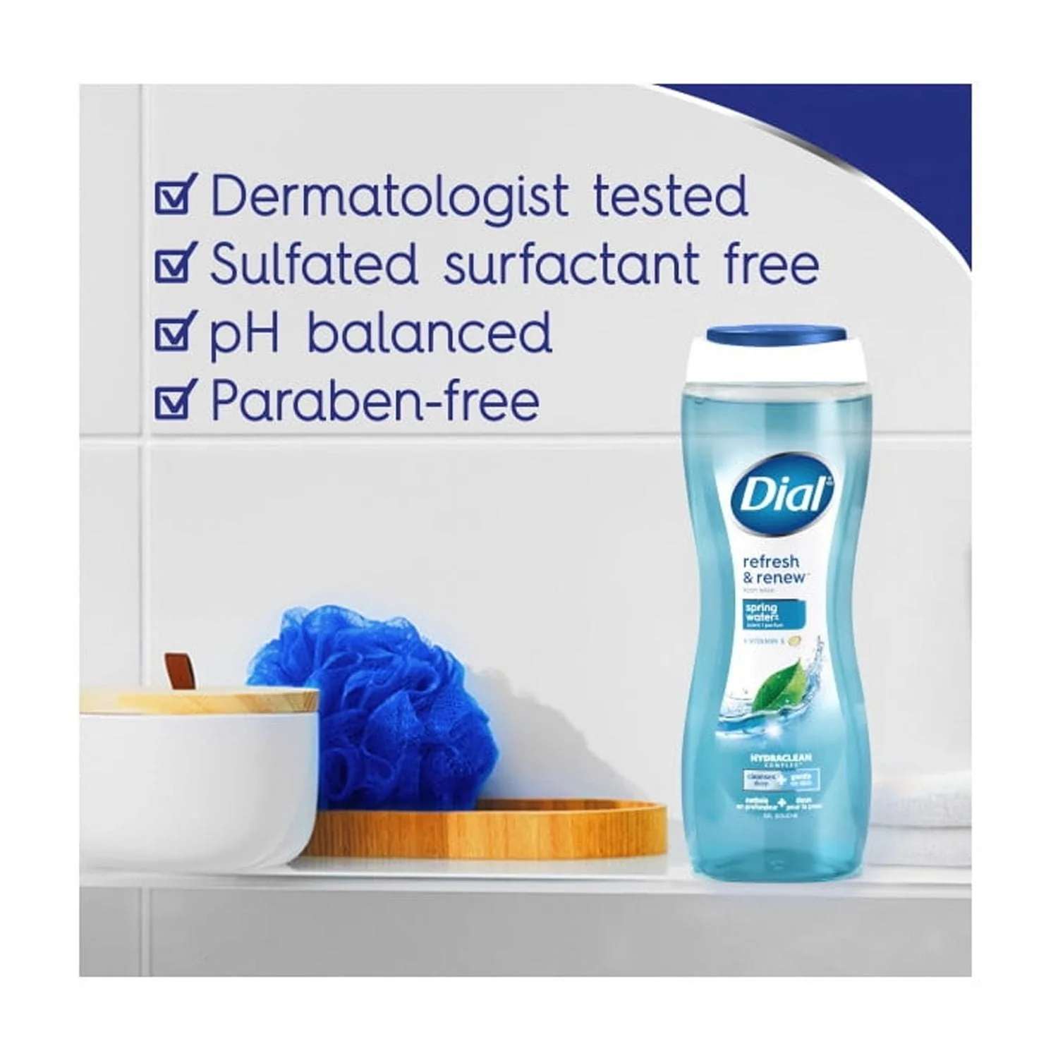 Dial Spring Water Body Wash, Refresh & Renew, Gentle on All Skin Types, 16 fl oz - Image 3