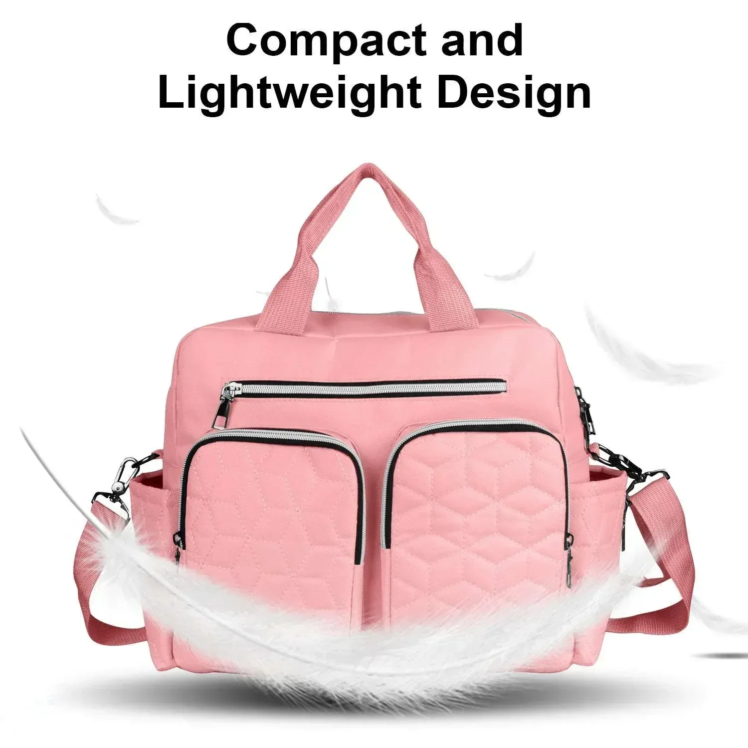 Diaper Bag Tote,AILKIN Baby Diaper Bag with 3 Insulated Pockets Adjustable Shoulder Strap Dry & Wet Compartment Large Capacity Bag Maternity Mommy Travel Diaper Bag for Boys Girls,Women(Pink) - Image 6