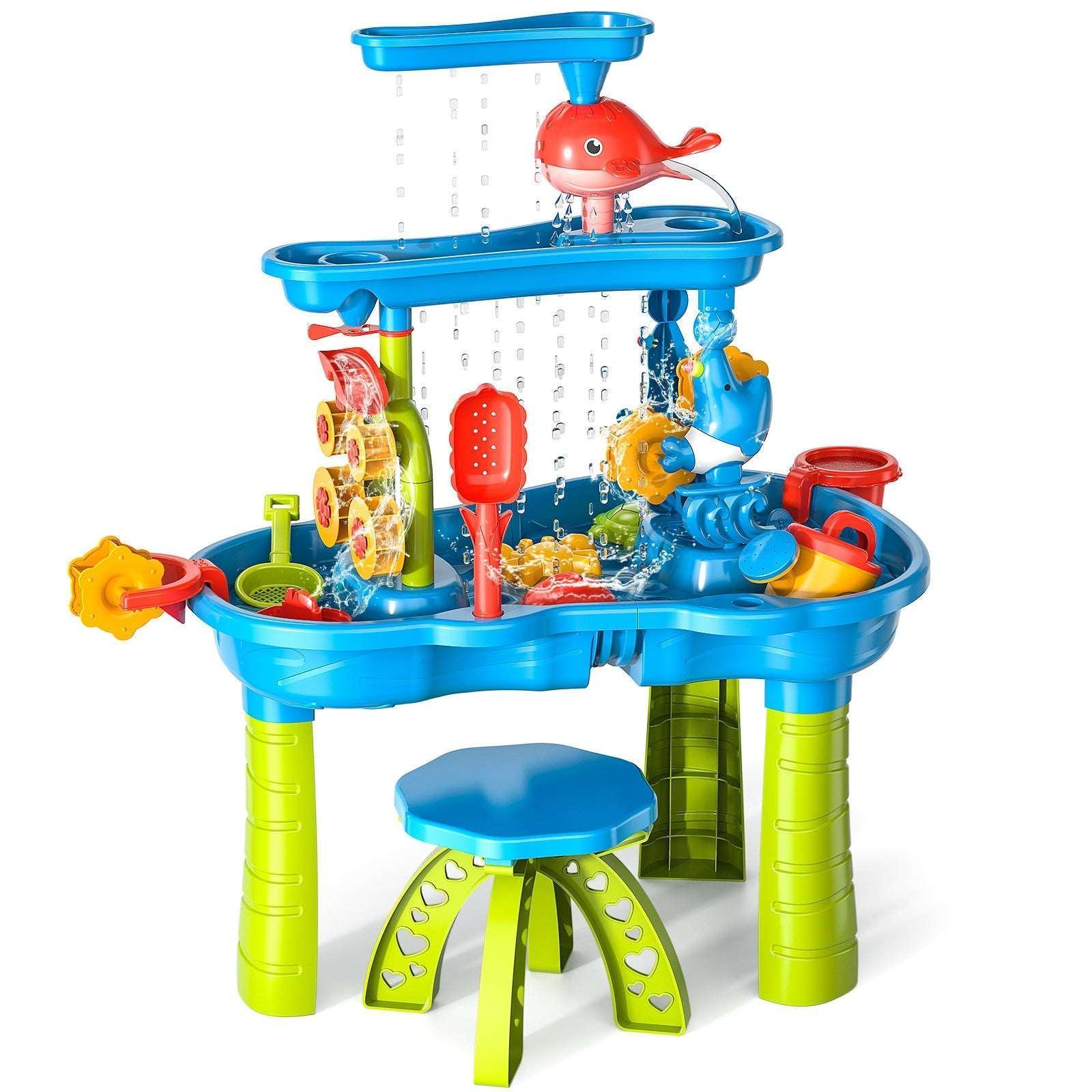 Dinosaur Planet Kids Sand Water Table for Toddlers, 3-Tier Sand and Water Play Table Toys for Toddlers Kids, Activity Sensory Tables Outside Beach Toys for Toddler Boys Girls Age 1-3 3-5Gift - Image 10