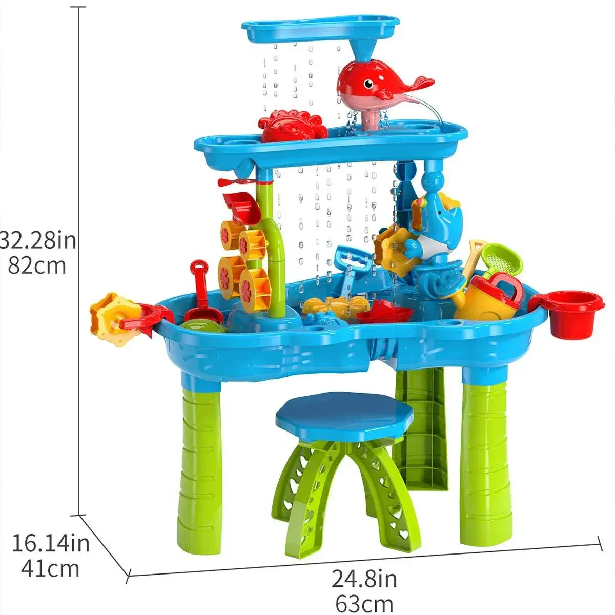 Dinosaur Planet Kids Sand Water Table for Toddlers, 3-Tier Sand and Water Play Table Toys for Toddlers Kids, Activity Sensory Tables Outside Beach Toys for Toddler Boys Girls Age 1-3 3-5Gift - Image 3