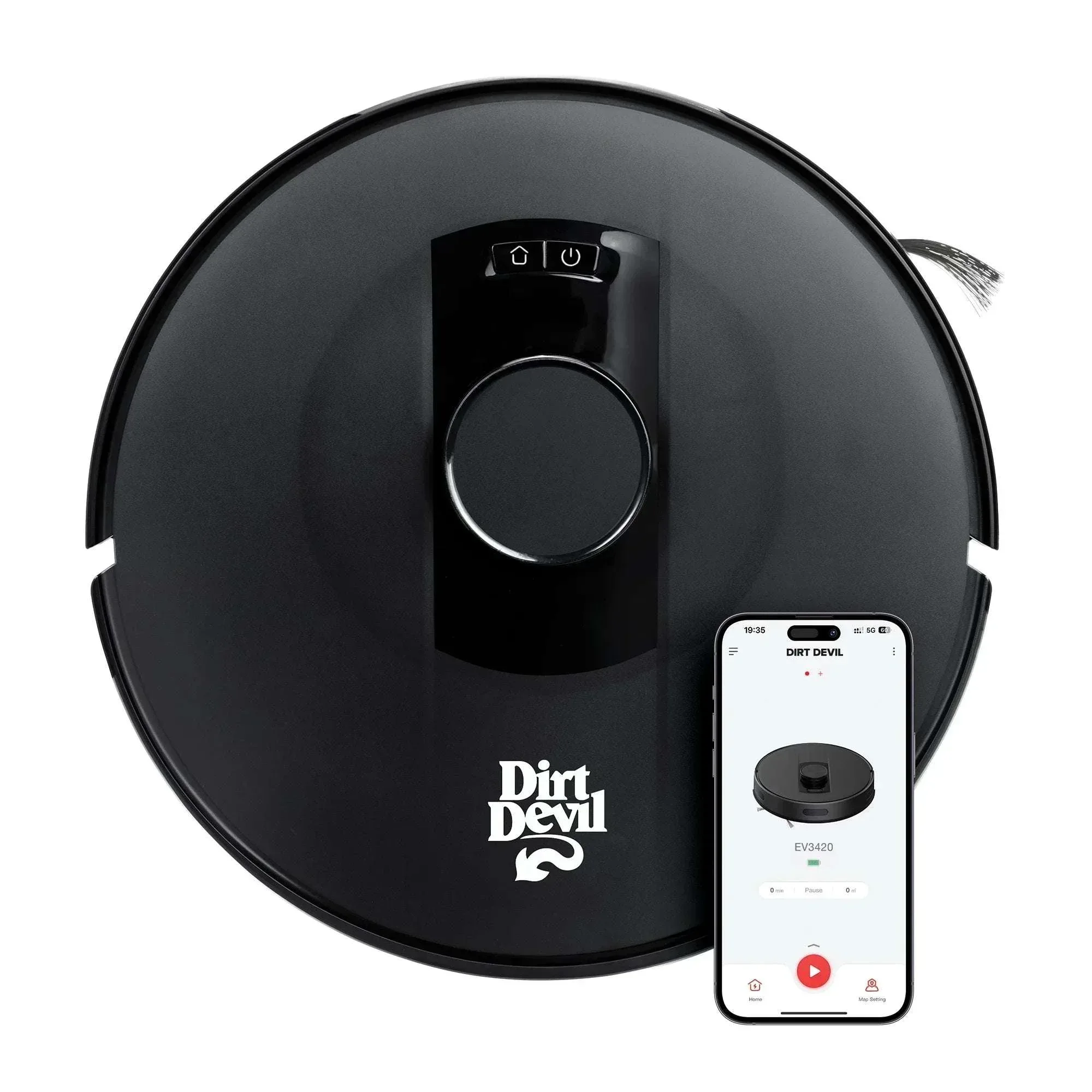 Dirt Devil Robot Vacuum for Carpet and Tile Floors with LIDAR Navigation, Wi-Fi-enabled App, 110 Minute Run-Time for Daily Cleaning, Model #EV3420