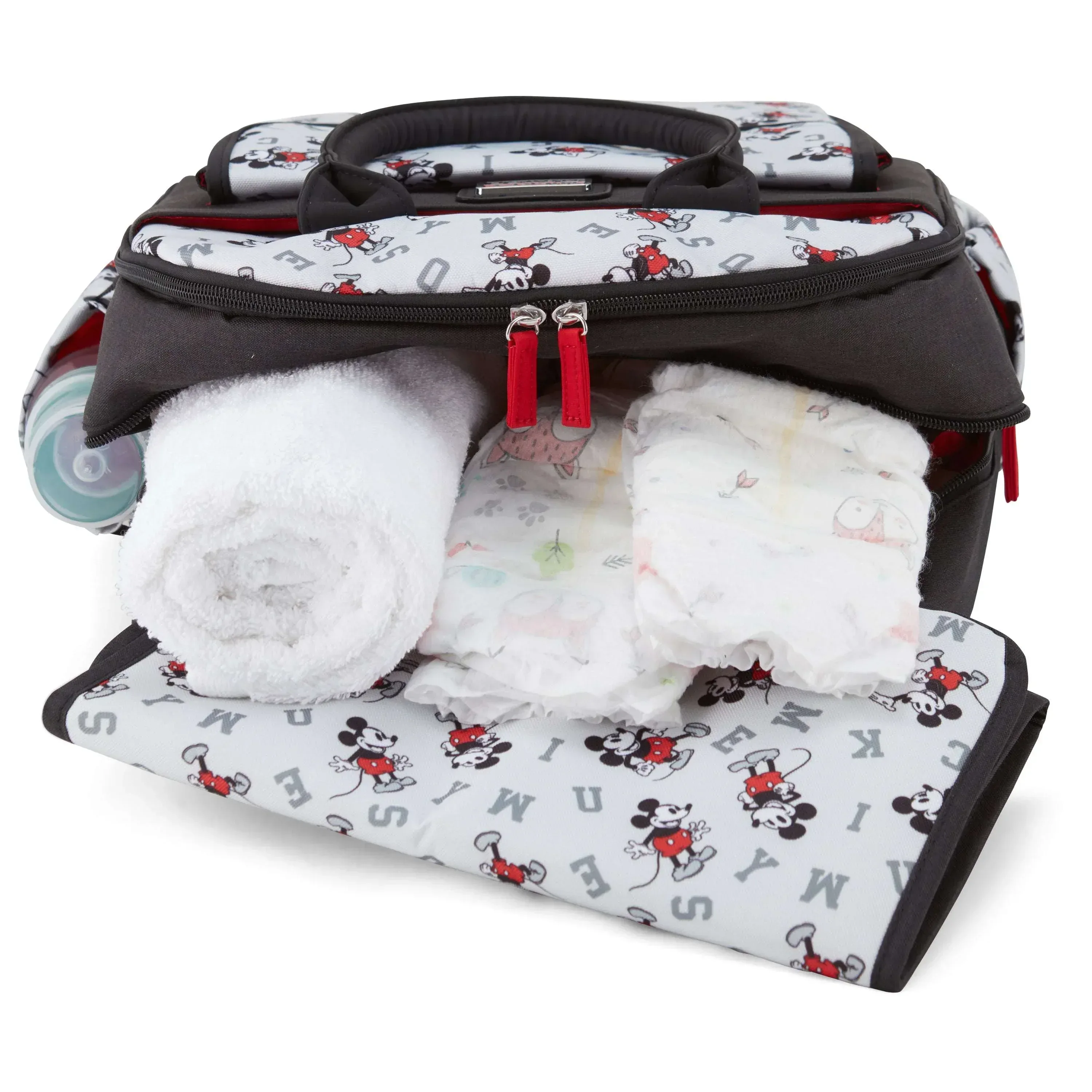 Disney Baby Diaper Bag, Black and Red Mickey, 16 Inch - Image 4