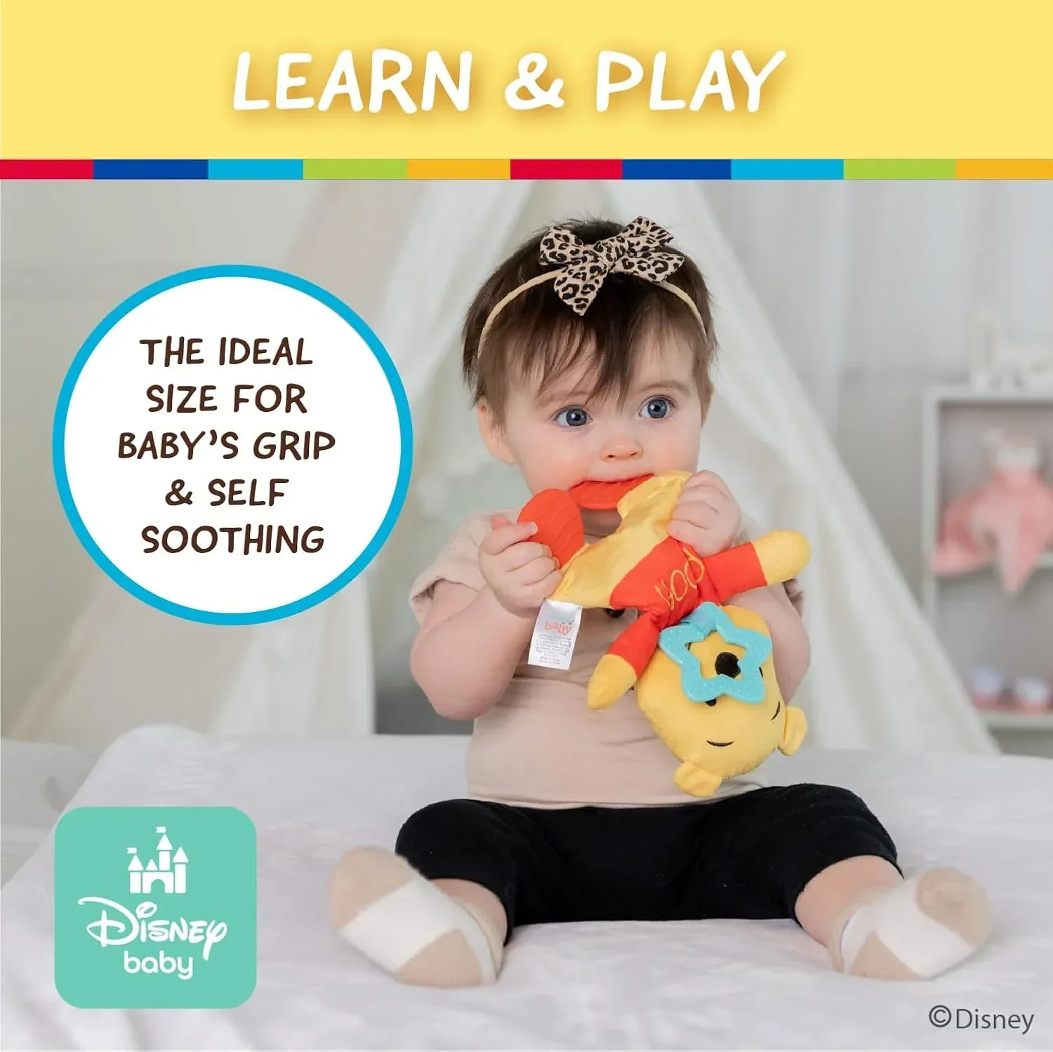 Disney Baby Winnie The Pooh Sensory Blanky with Crinkle and Teether Feet for Infant Baby Boys and Girls - Image 4
