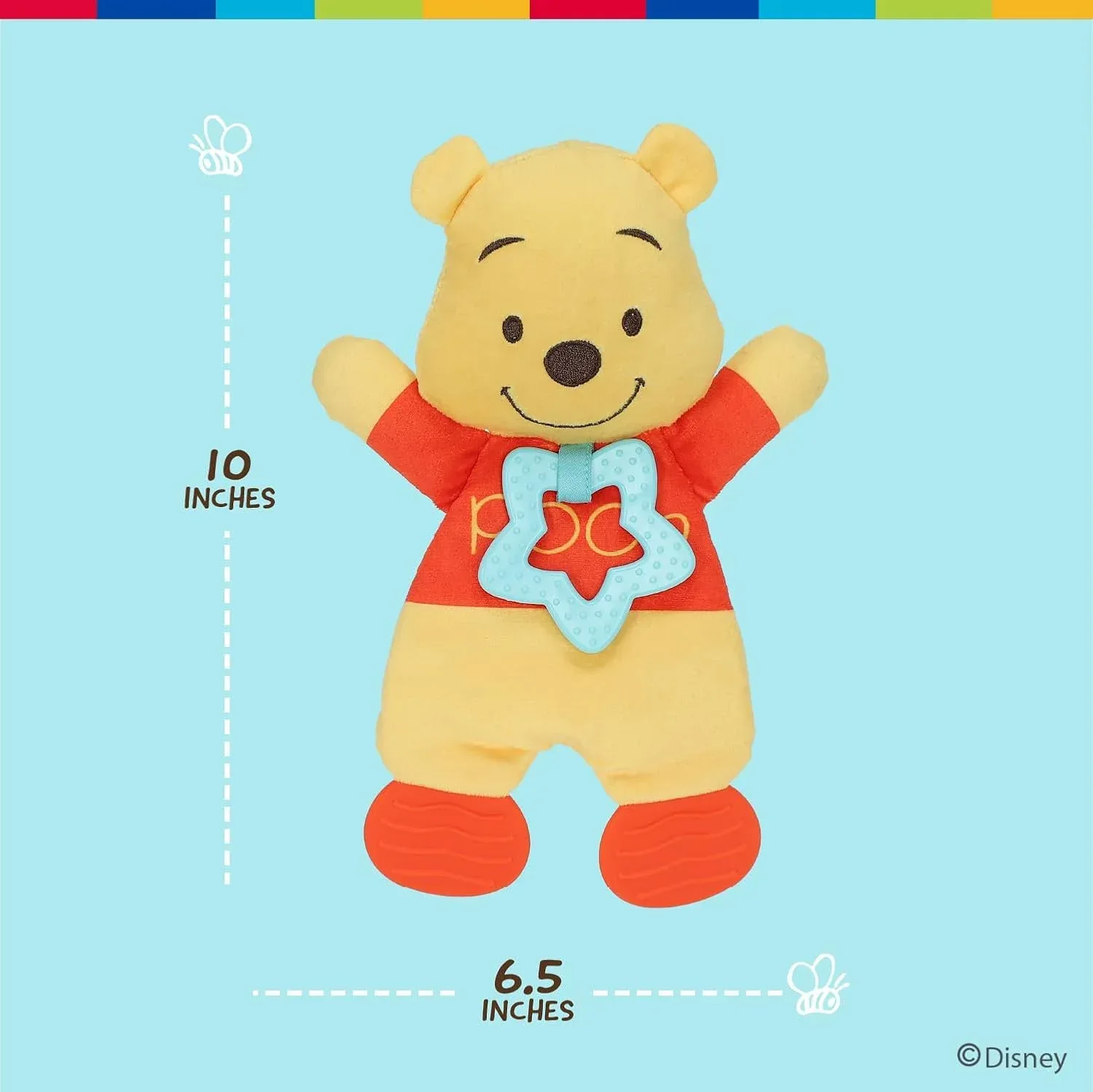 Disney Baby Winnie The Pooh Sensory Blanky with Crinkle and Teether Feet for Infant Baby Boys and Girls - Image 5