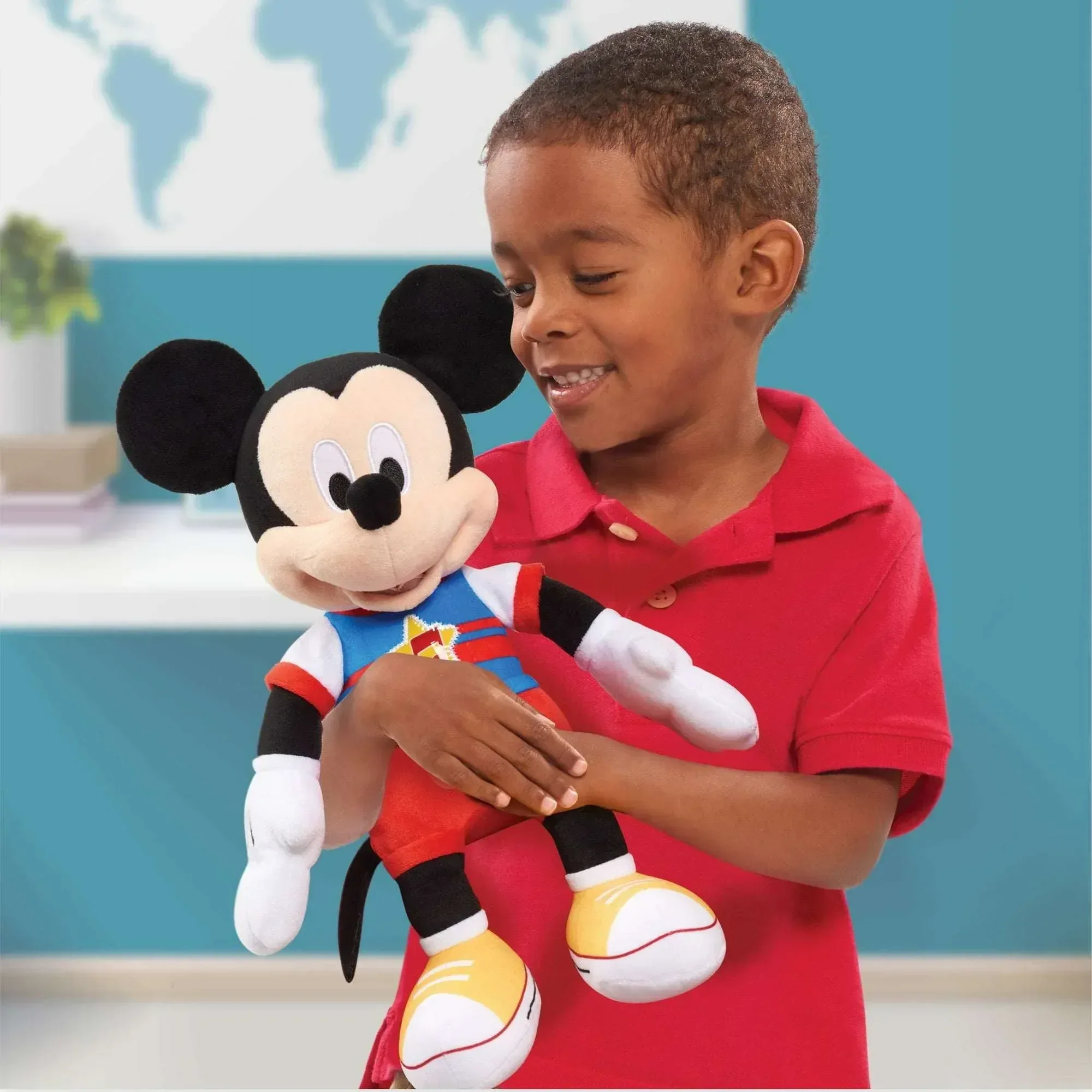 Disney Junior Mickey Mouse Funhouse Singing Fun Mickey Mouse 13 Inch Lights and Sounds Feature Plushie, Sings The Wiggle Giggle Song Baby and Toddler Toys - Image 4