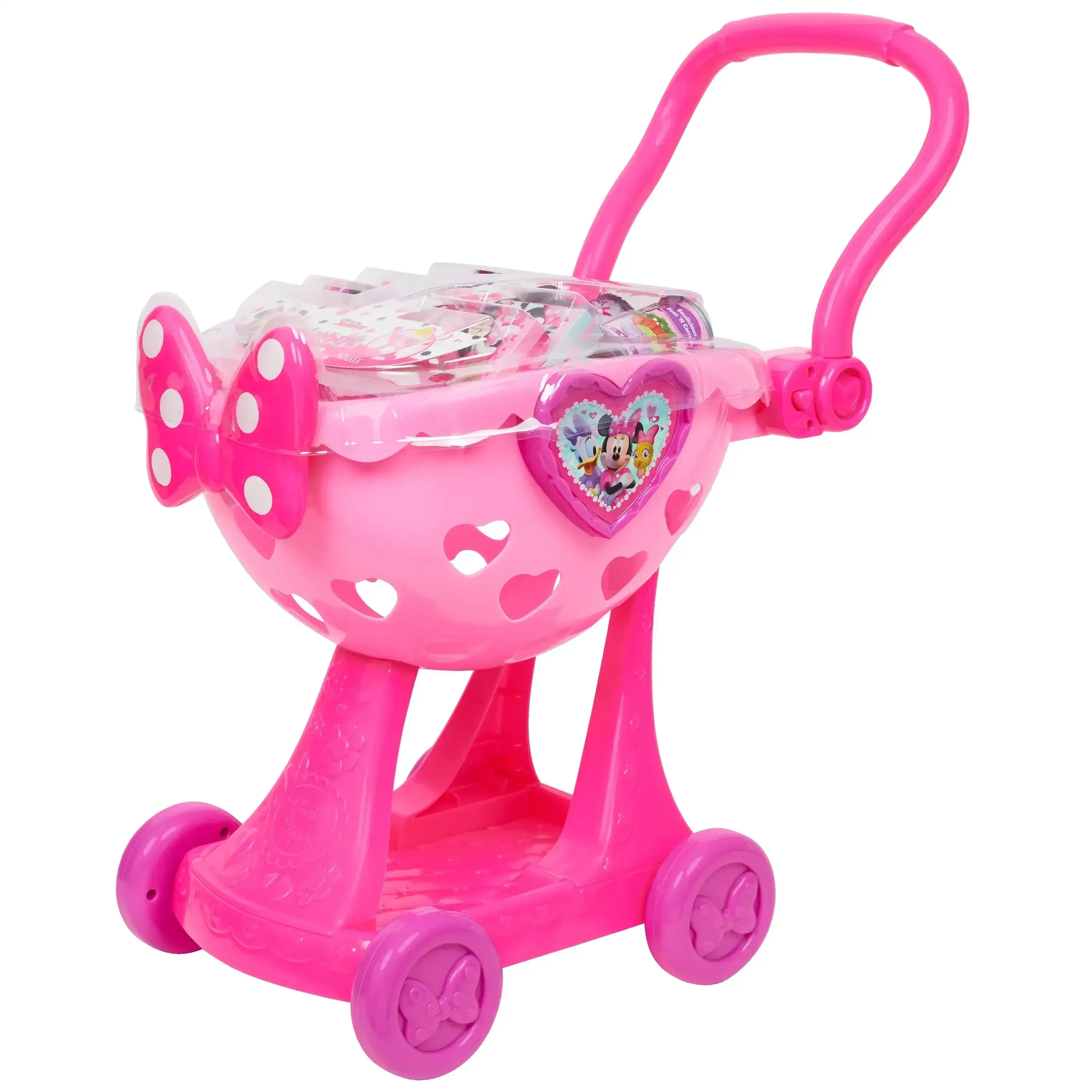 Disney Junior Minnie Mouse Bowtique Shopping Cart, 9-piece Plastic Grocery Set , Ages 3 and up - Image 5