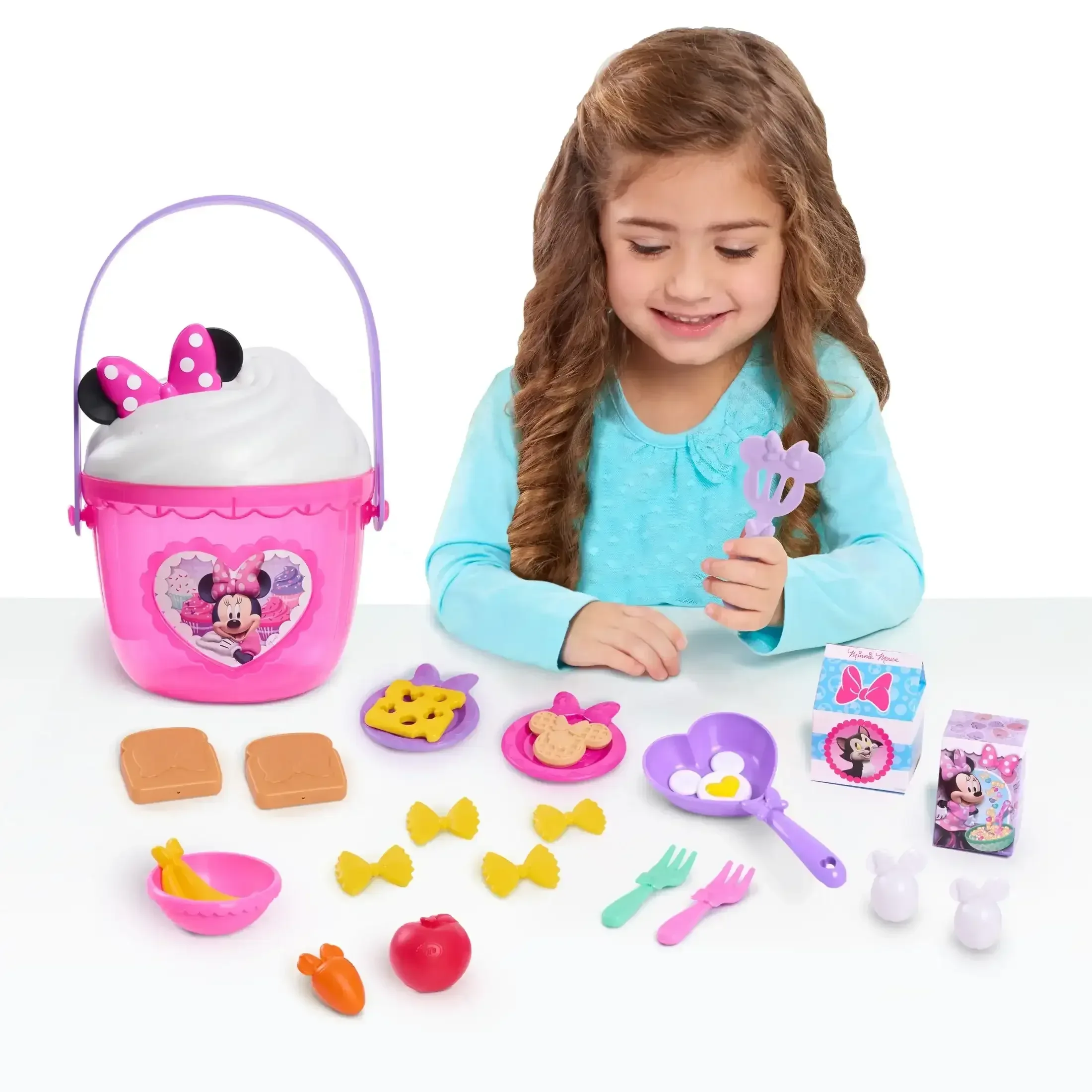 Disney Junior Minnie Mouse Fab Food Bucket, 25-Pieces, Pretend Kitchen Playset Baby and Toddler Toys - Image 2