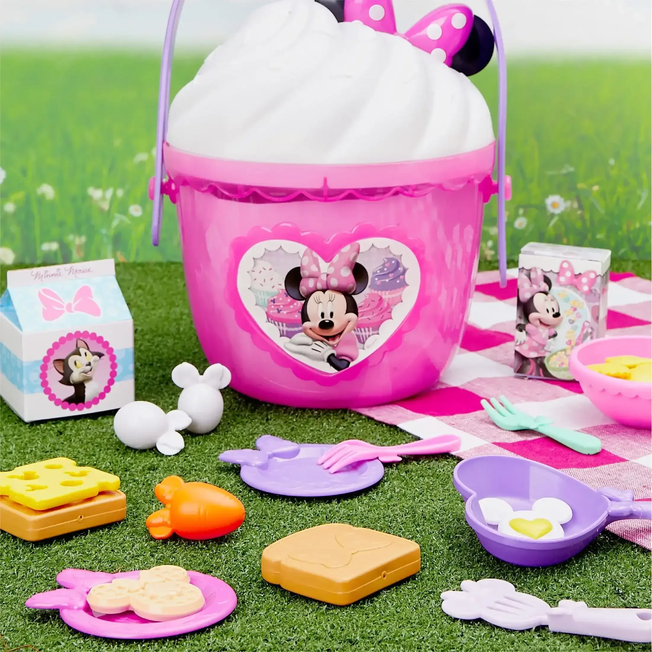 Disney Junior Minnie Mouse Fab Food Bucket, 25-Pieces, Pretend Kitchen Playset Baby and Toddler Toys - Image 3