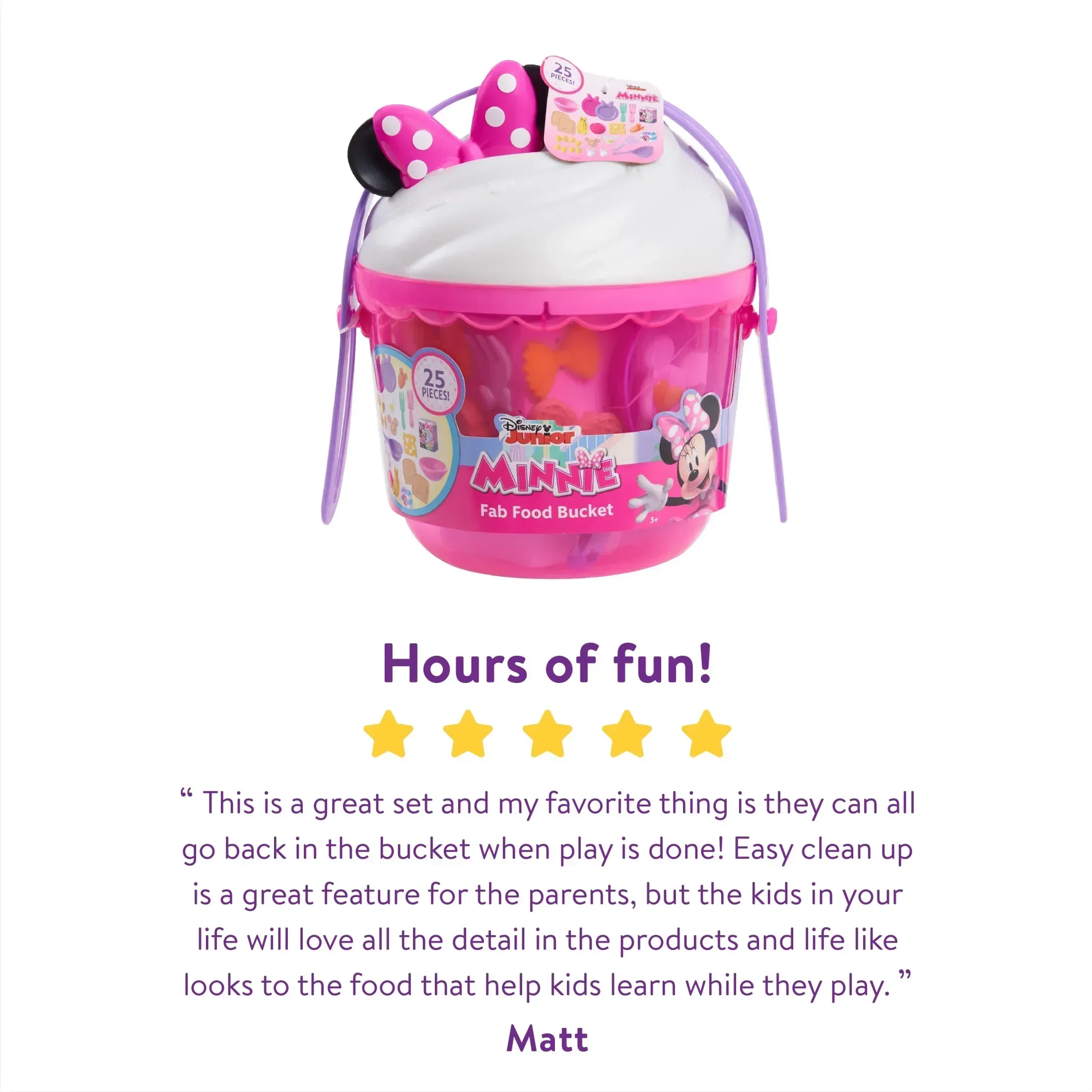 Disney Junior Minnie Mouse Fab Food Bucket, 25-Pieces, Pretend Kitchen Playset Baby and Toddler Toys - Image 4