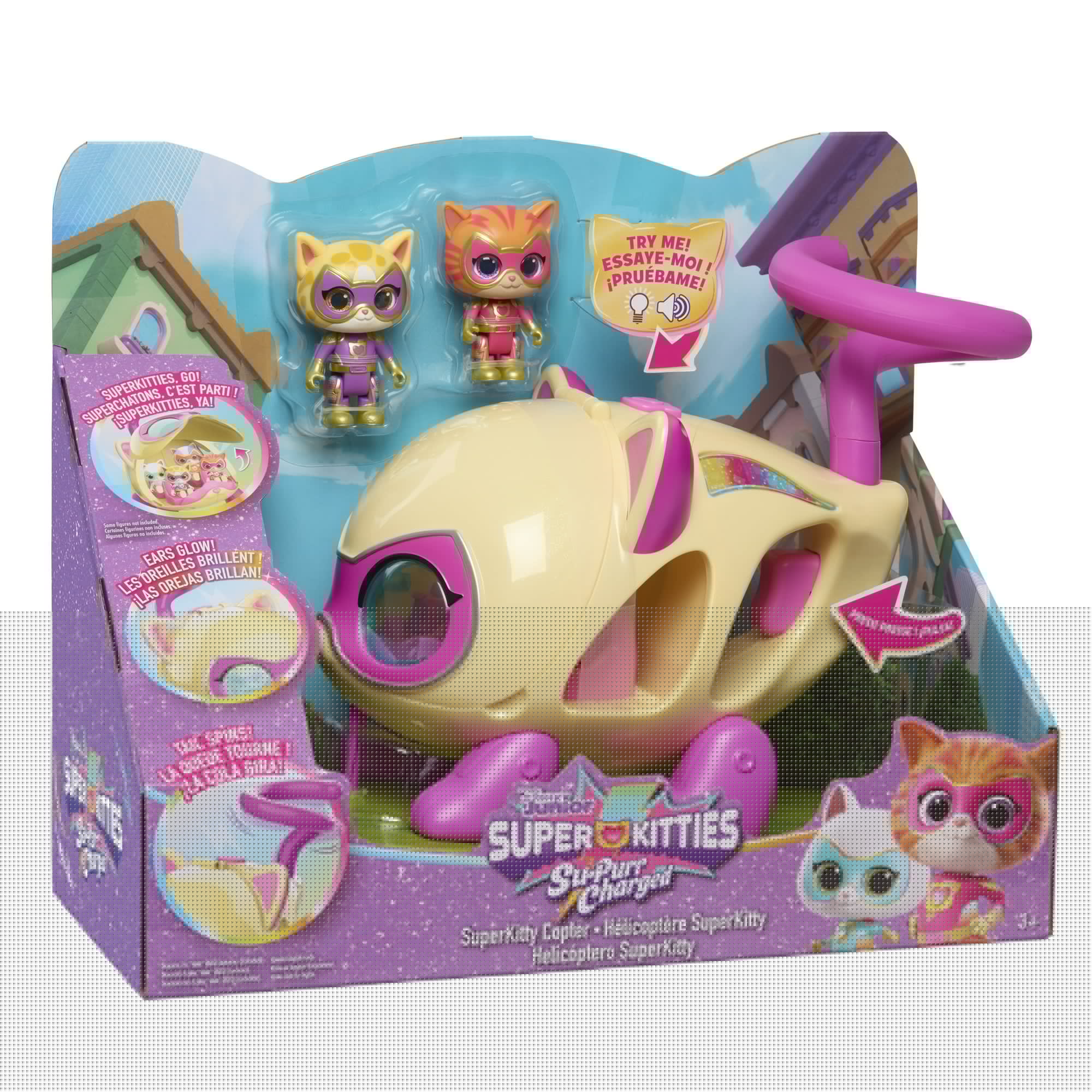 Disney Junior SuperKitties Lights and Sounds SuperKitty Copter, 3 Pieces, Poseable Figures - Image 2