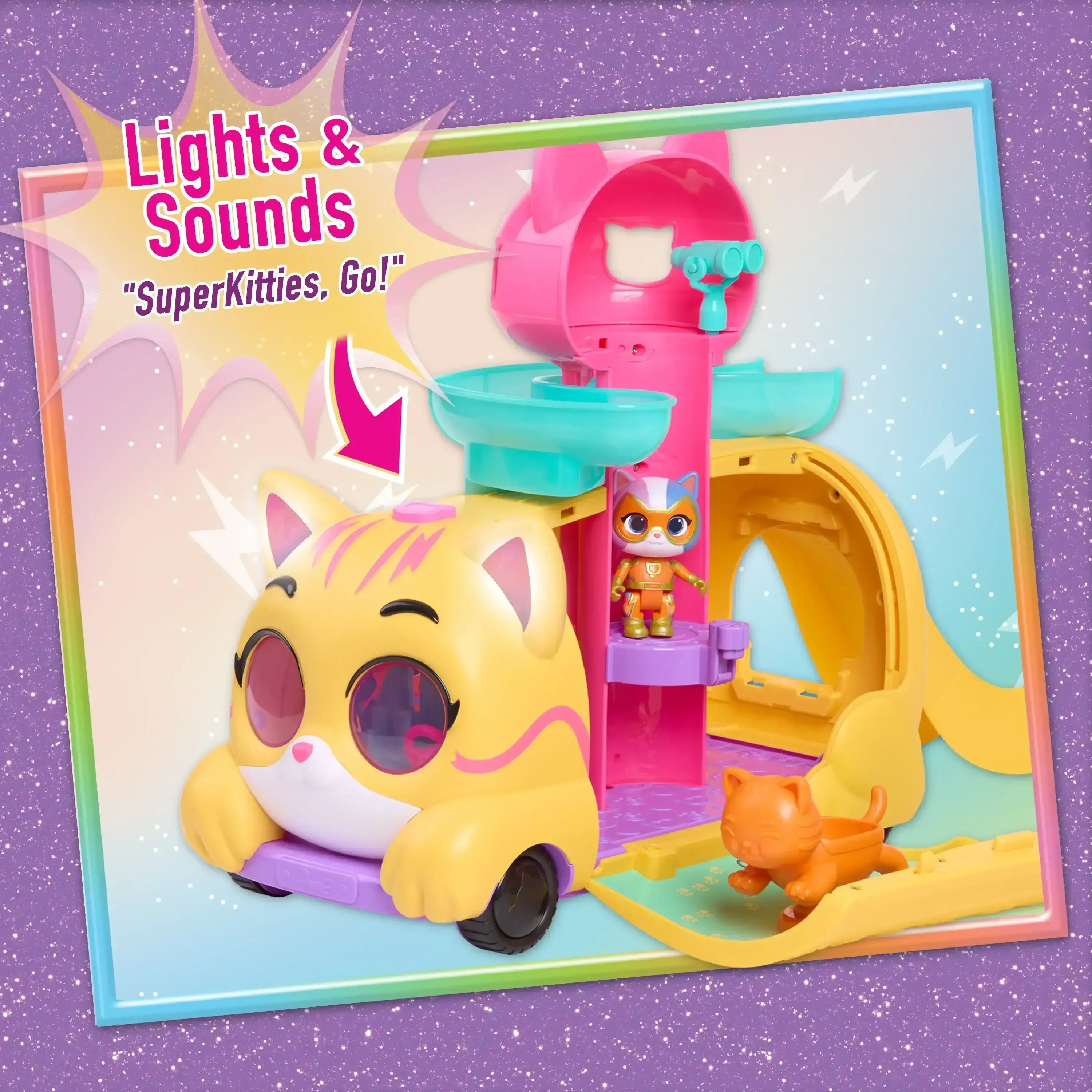 Disney Junior SuperKitties Purr ‘N’ Go Playset and Figures, 10-Pieces, Lights and Sounds - Image 3