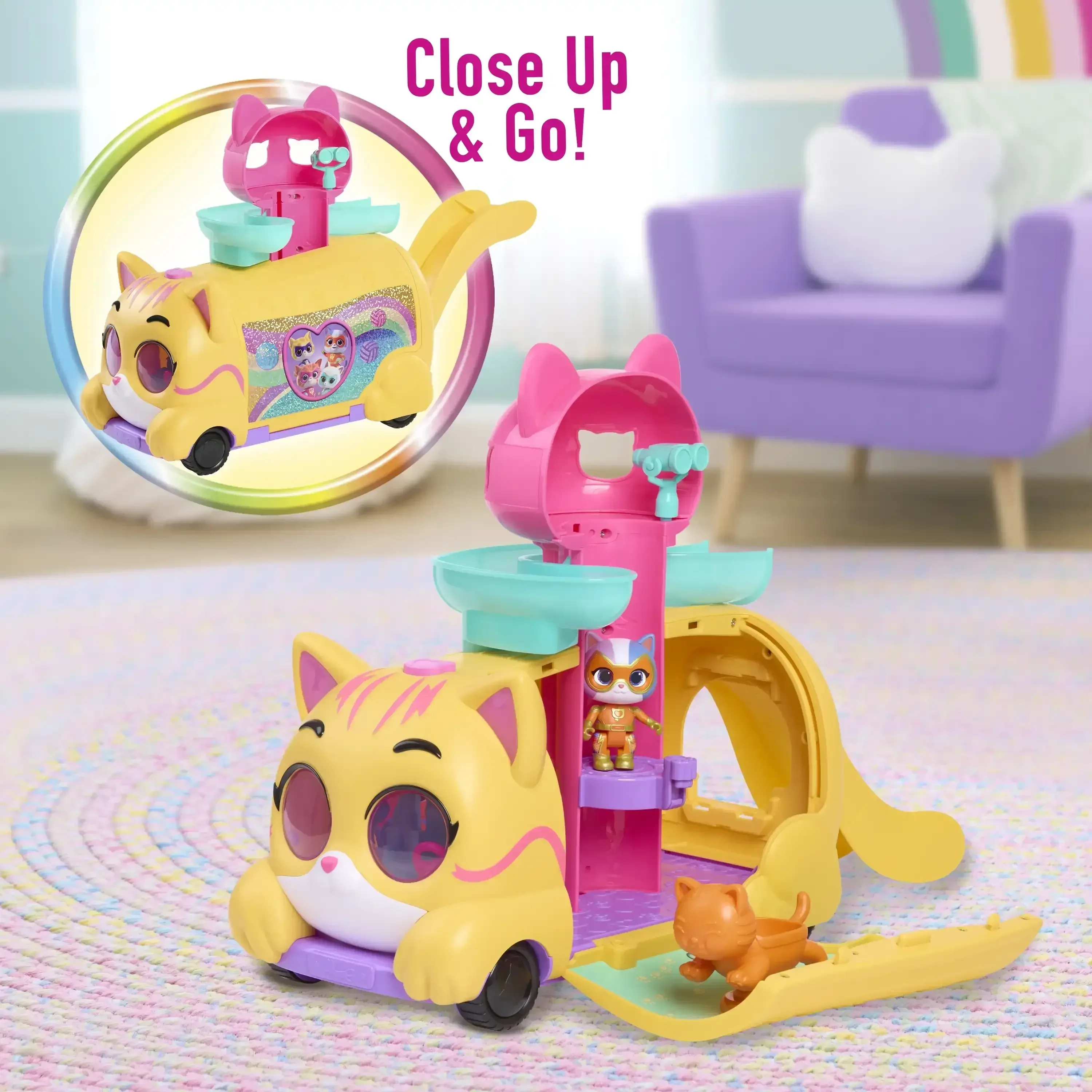 Disney Junior SuperKitties Purr ‘N’ Go Playset and Figures, 10-Pieces, Lights and Sounds - Image 5