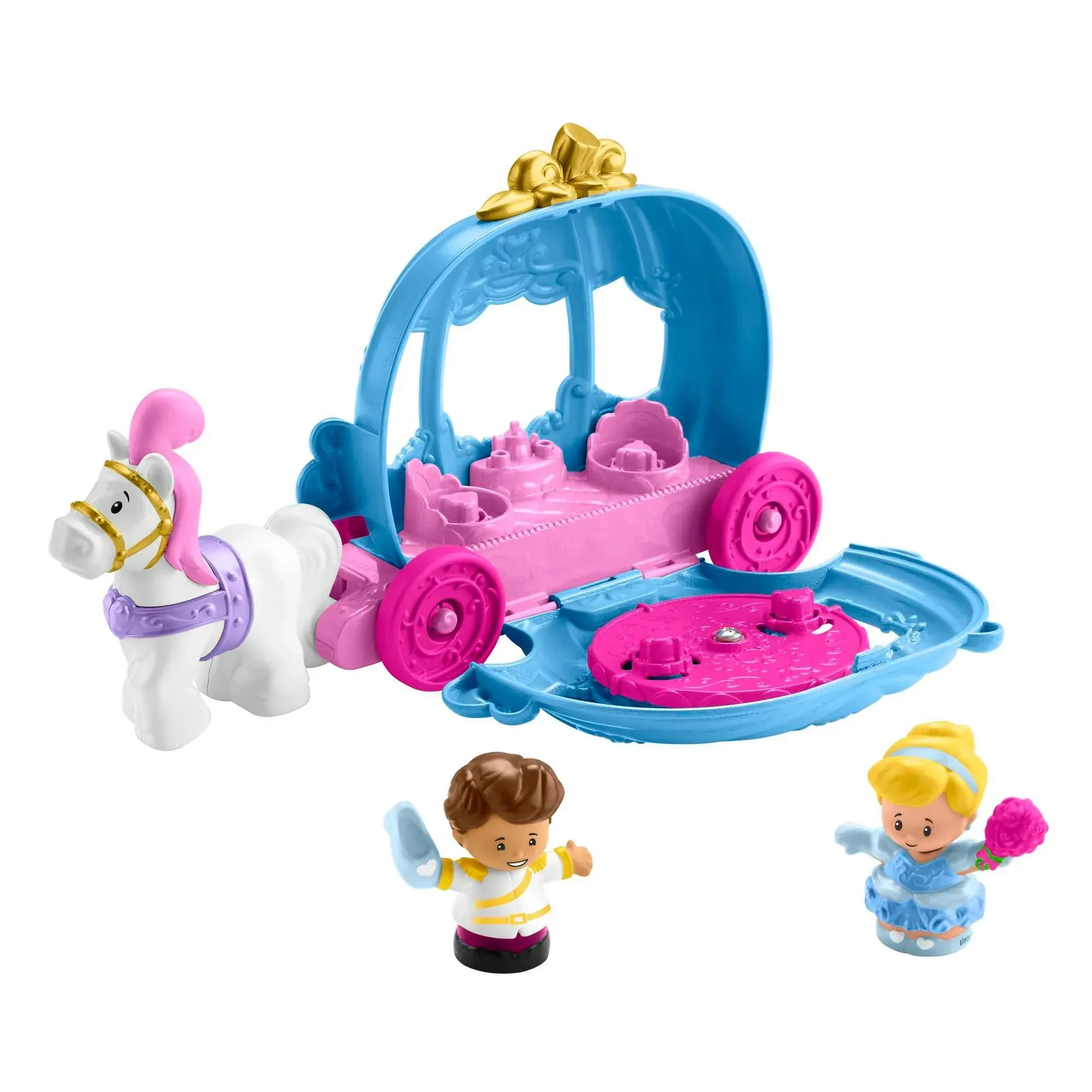 Disney Princess Cinderella’s Dancing Carriage Little People Toddler Playset with Horse & Figures