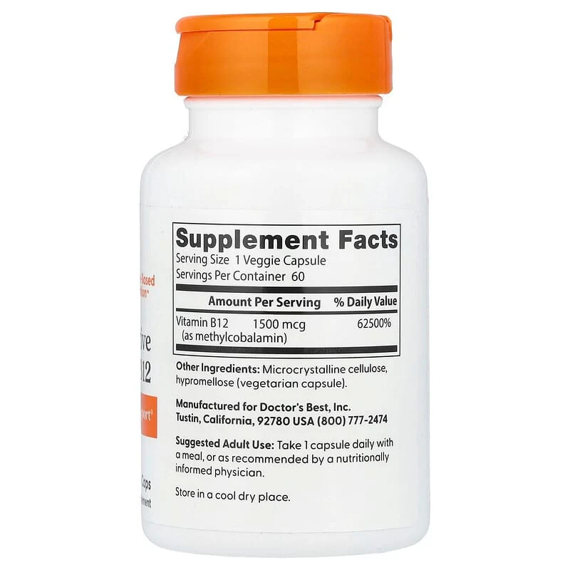 Doctor's Best, Fully Active B12, 1,500 mcg, Veggie Caps - Image 2