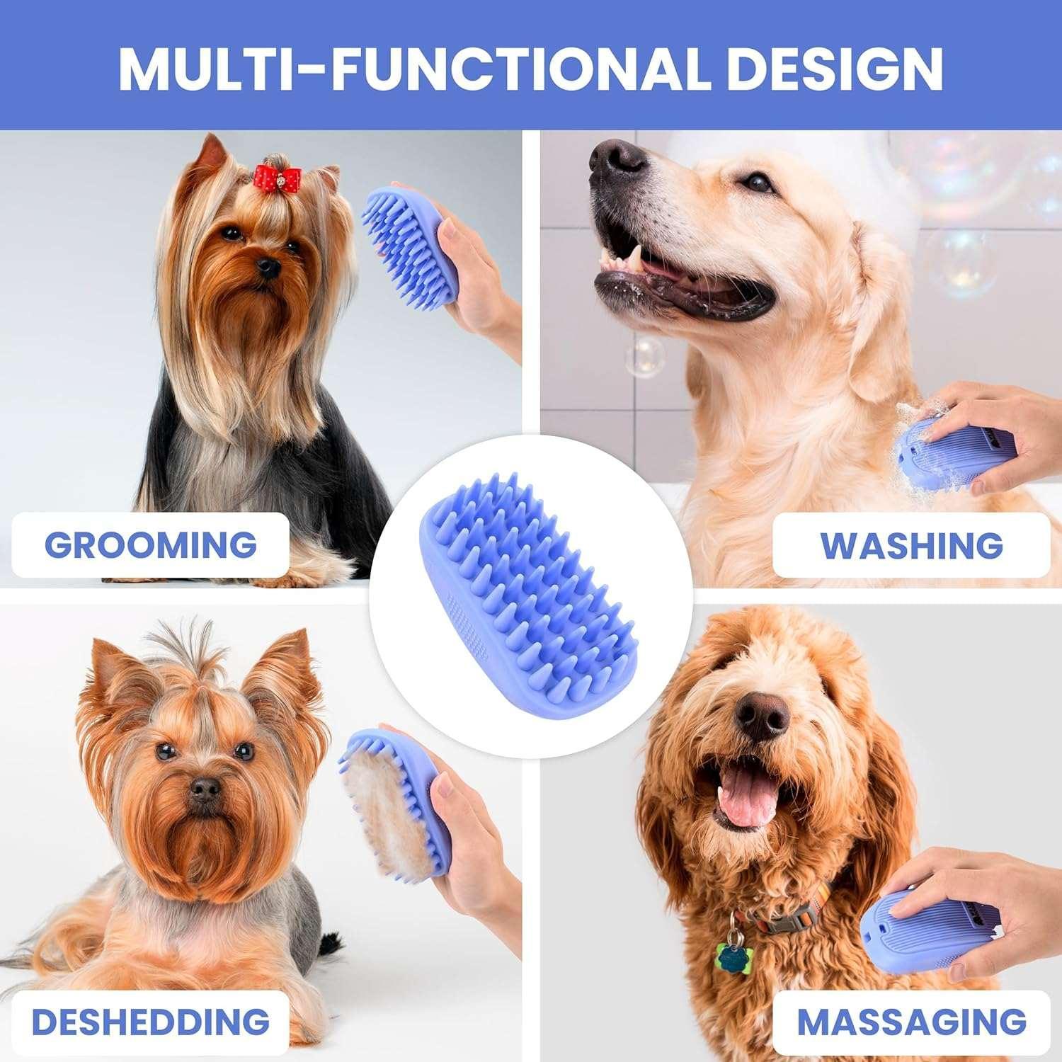 Dog Grooming Bath Brush, Pet Rubber Brush For Shower Scrubbing & Soothing Massage, Ideal for Long & Short Haired Dogs and Cats, Essential Puppy Grooming Accessories, 2 PACK [We Love Doodles] - Image 2