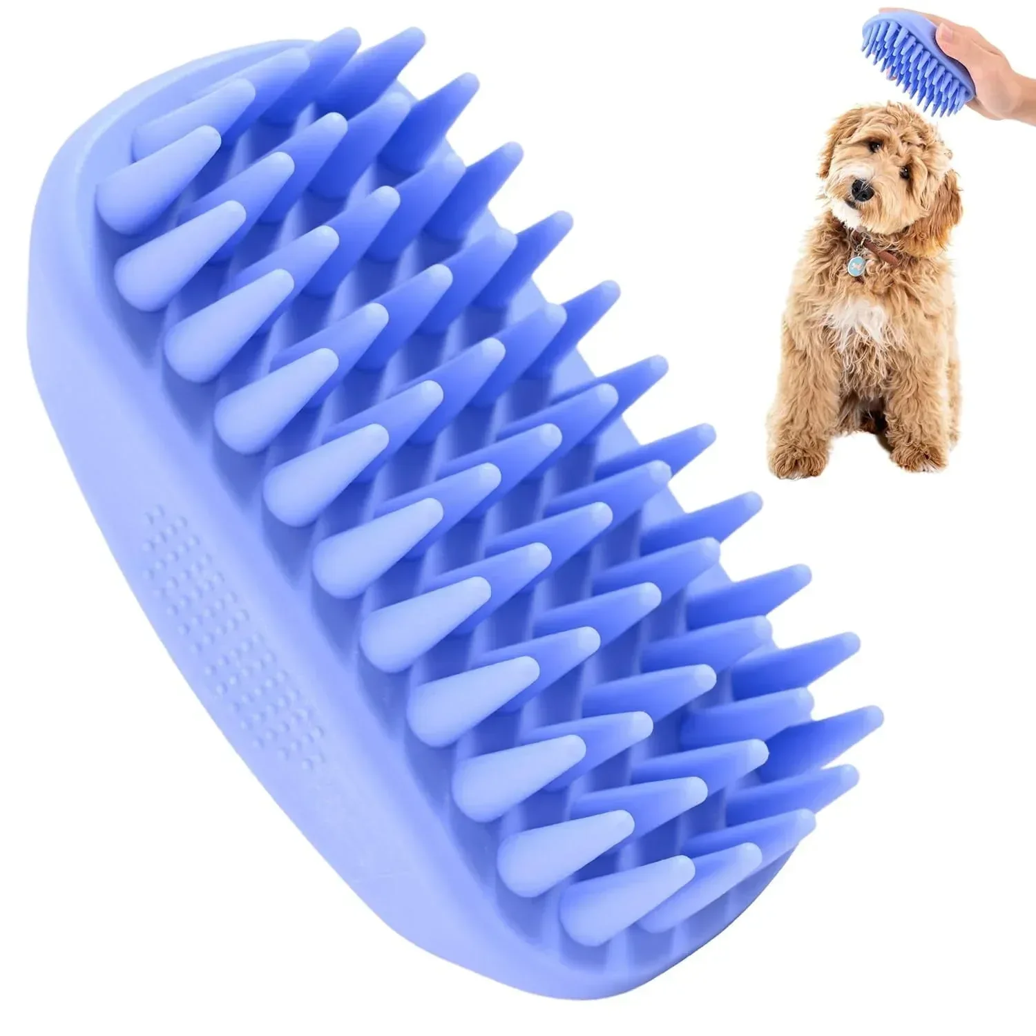 Dog Grooming Bath Brush, Pet Rubber Brush For Shower Scrubbing & Soothing Massage, Ideal for Long & Short Haired Dogs and Cats, Essential Puppy Grooming Accessories, 2 PACK [We Love Doodles] - Image 7