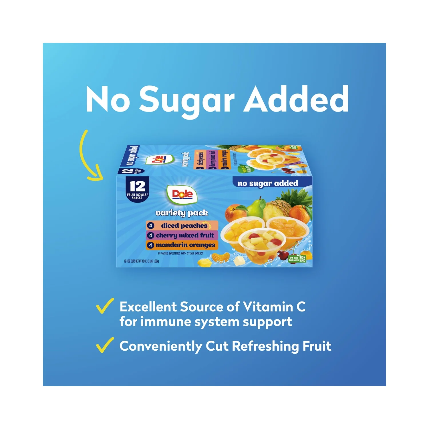 Dole Fruit Bowls No Sugar Added Variety Pack, 4 oz Cups (12 Pack) - Image 5