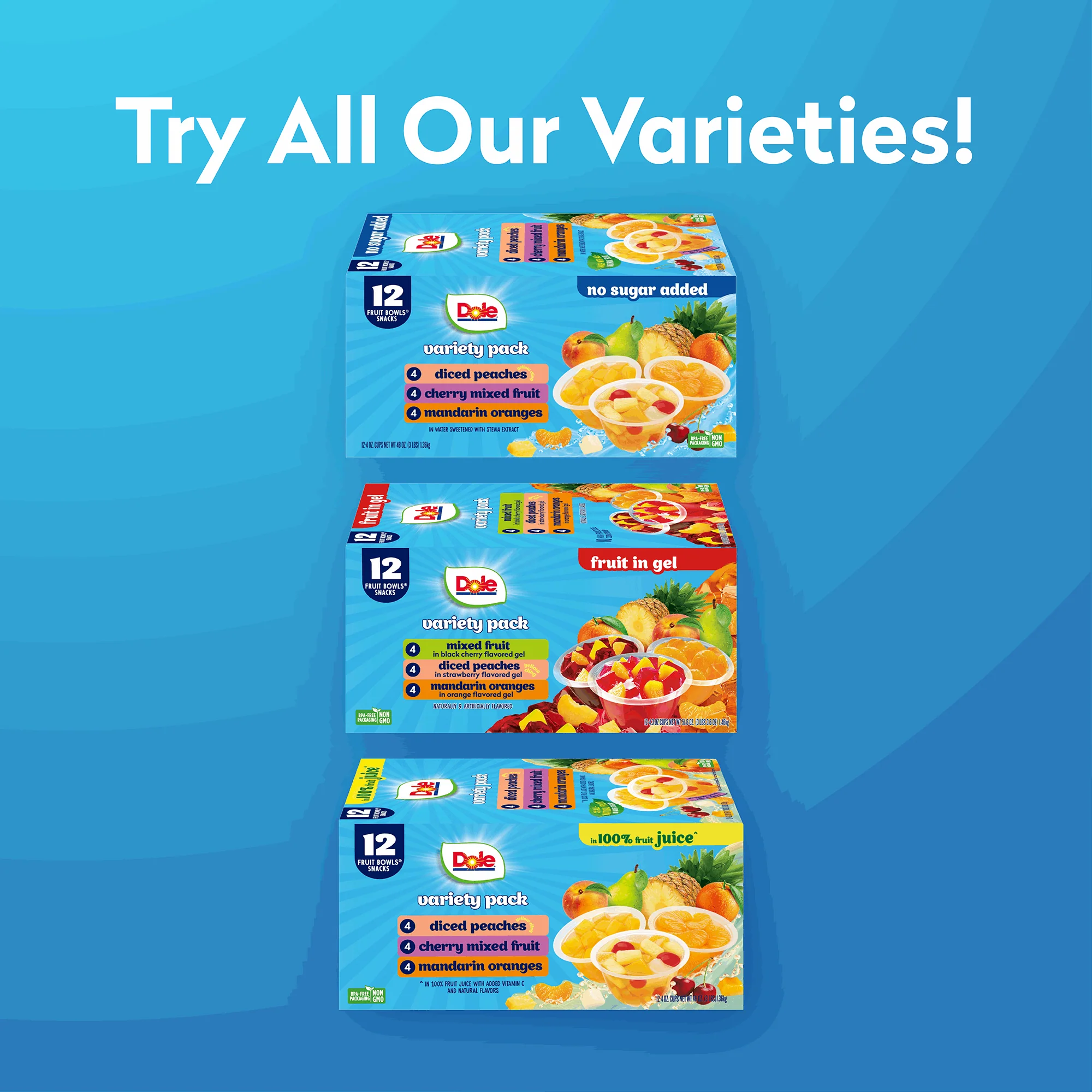 Dole Fruit Bowls No Sugar Added Variety Pack, 4 oz Cups (12 Pack) - Image 6