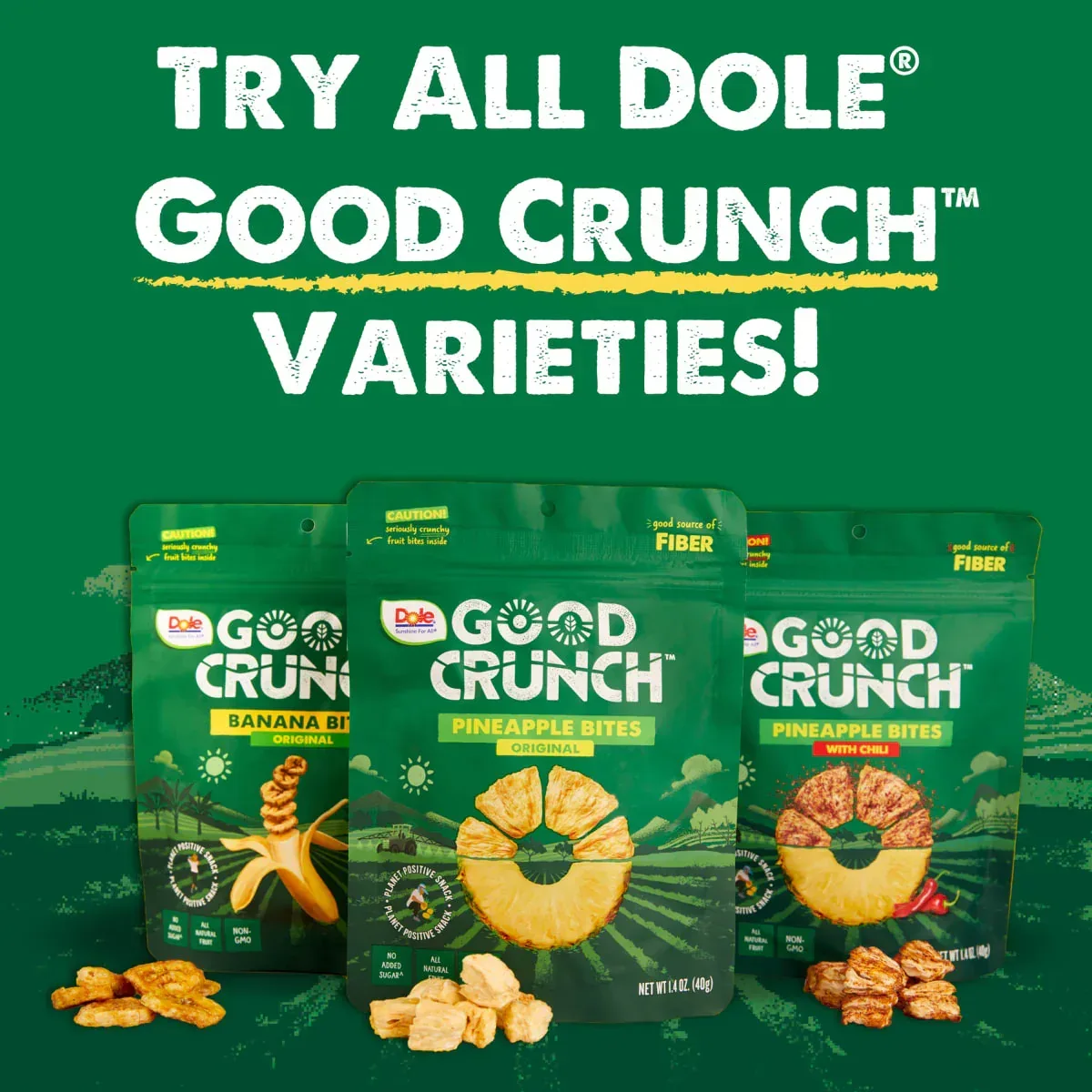 Dole Good Crunch Original Pineapple Bites, Made with All Natural Fruit, 1.4 oz - Image 5