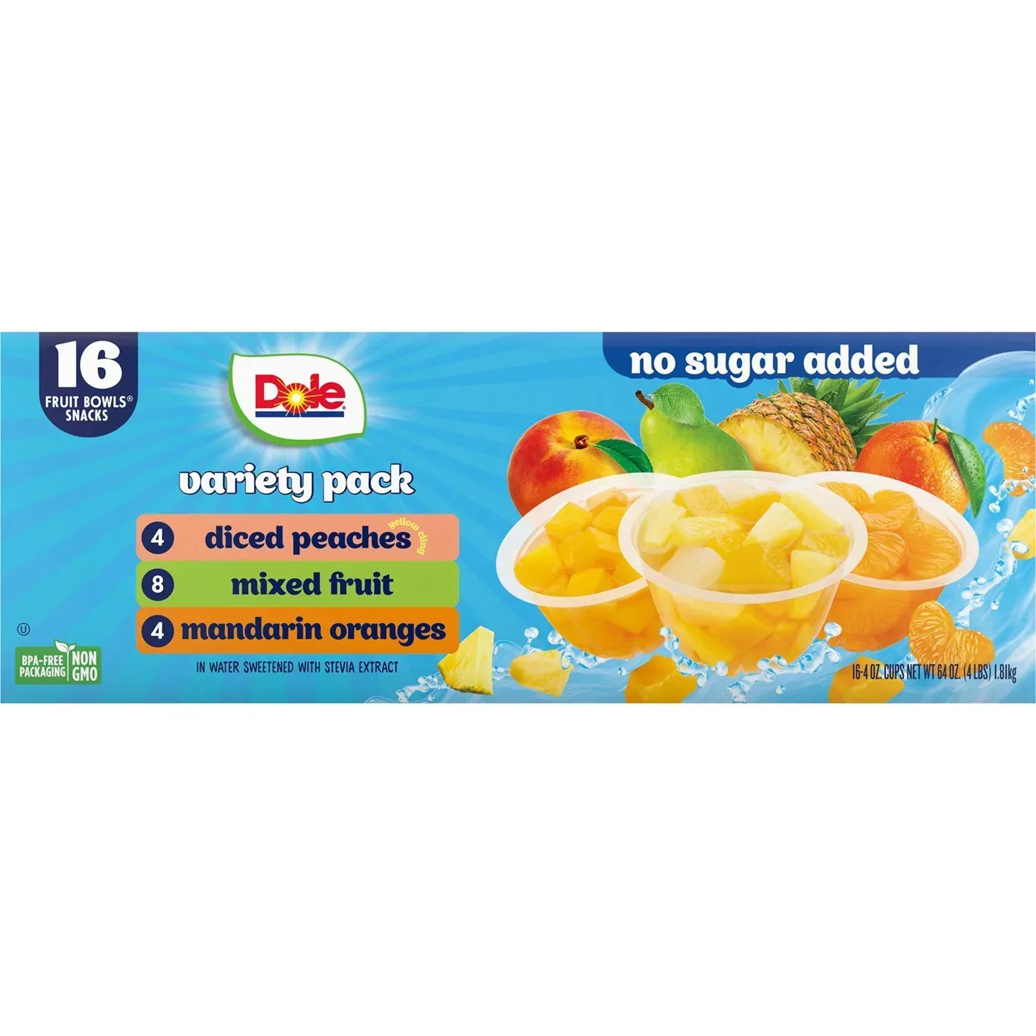 Dole No Sugar Added Mixed Fruit Variety Pack, 4 oz., 16 pk. - Image 5