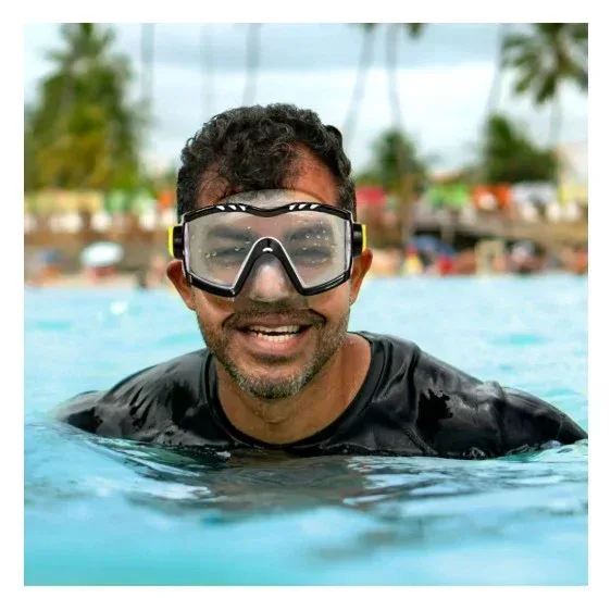 Dolfino Latex Free Adult Swim Mask, Black/Yellow, Ages 12+ - Image 3