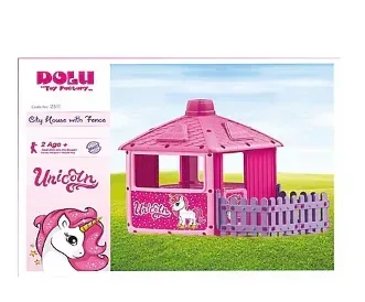 Dolu Toys Unicorn Play House with Fenced Garden - Pink