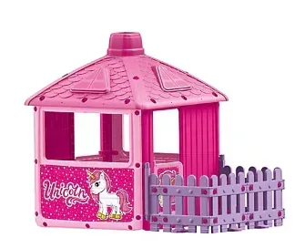 Dolu Toys Unicorn Play House with Fenced Garden - Pink - Image 2