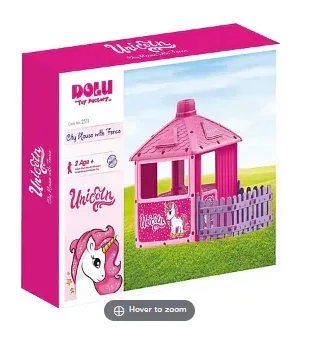 Dolu Toys Unicorn Play House with Fenced Garden - Pink - Image 3