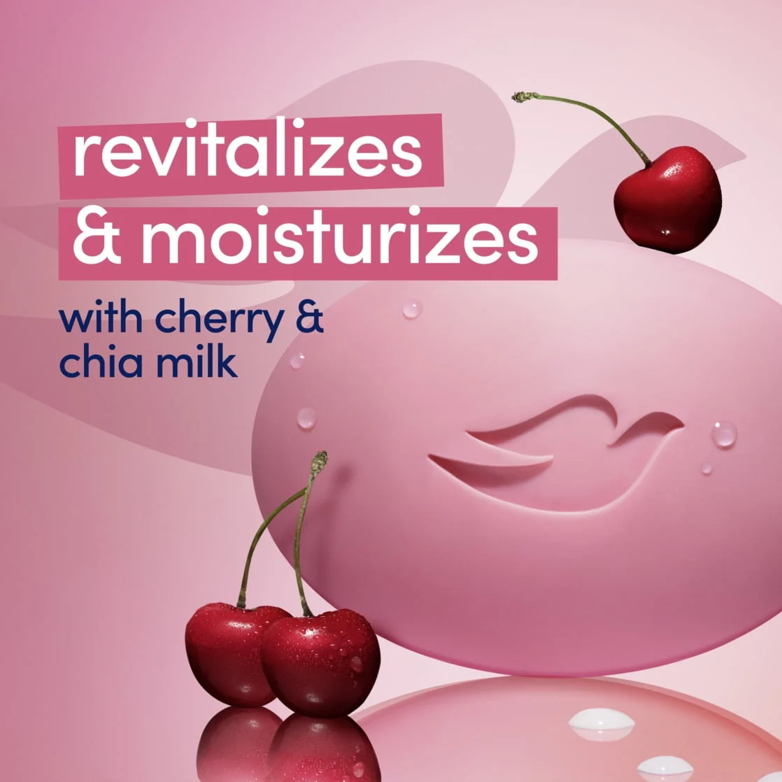 Dove Beauty Bar Women's Bath Soap Revitalizante Cherry & Chia Milk, 3.17 oz 4 Bars - Image 4