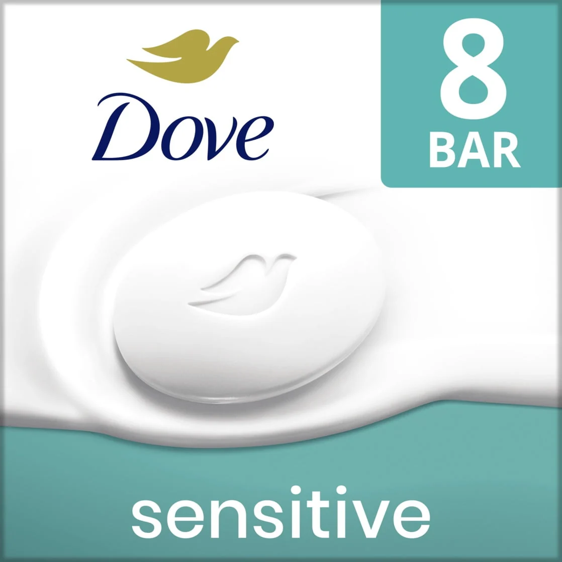 Dove Beauty Bar Women's Bath Soap Sensitive, 3.75 oz 8 Bars - Image 2