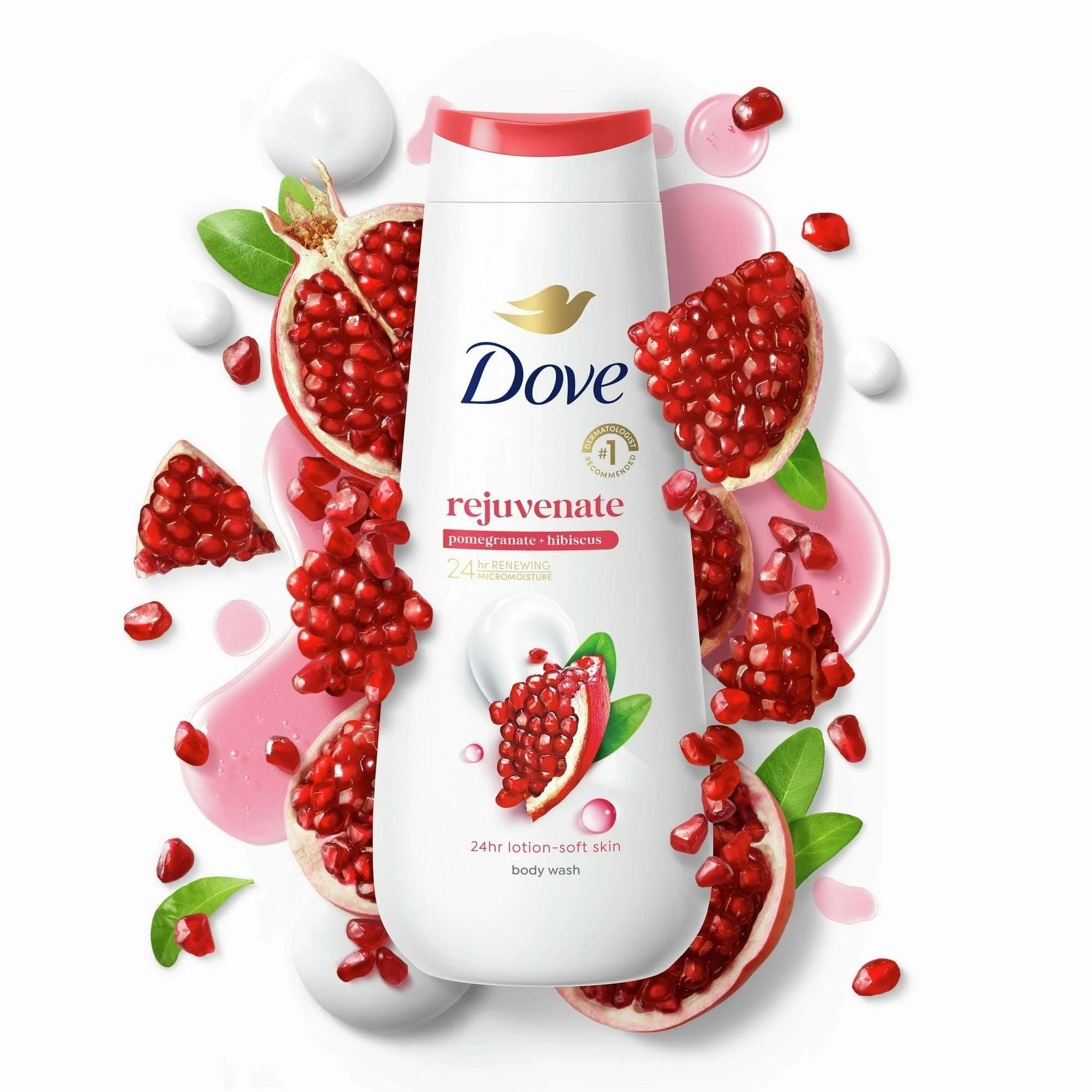 Dove Body Wash for Women Rejuvenating Pomegranate & Hibiscus All Skin, 30.6 oz with Pump - Image 9