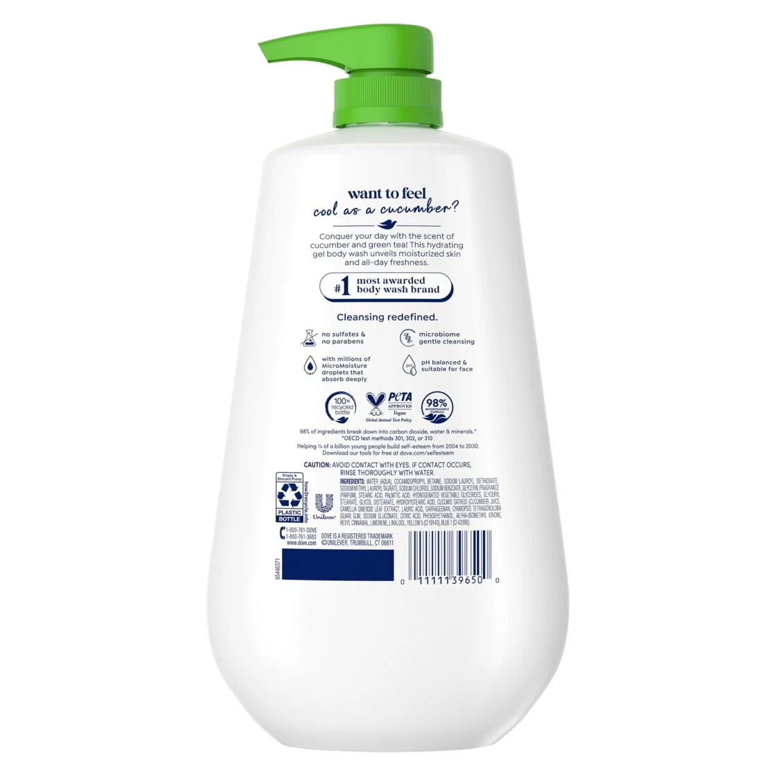 Dove Body Wash With Pump Refresh Cucumber & Green Tea, 30.6 fl oz - Image 6
