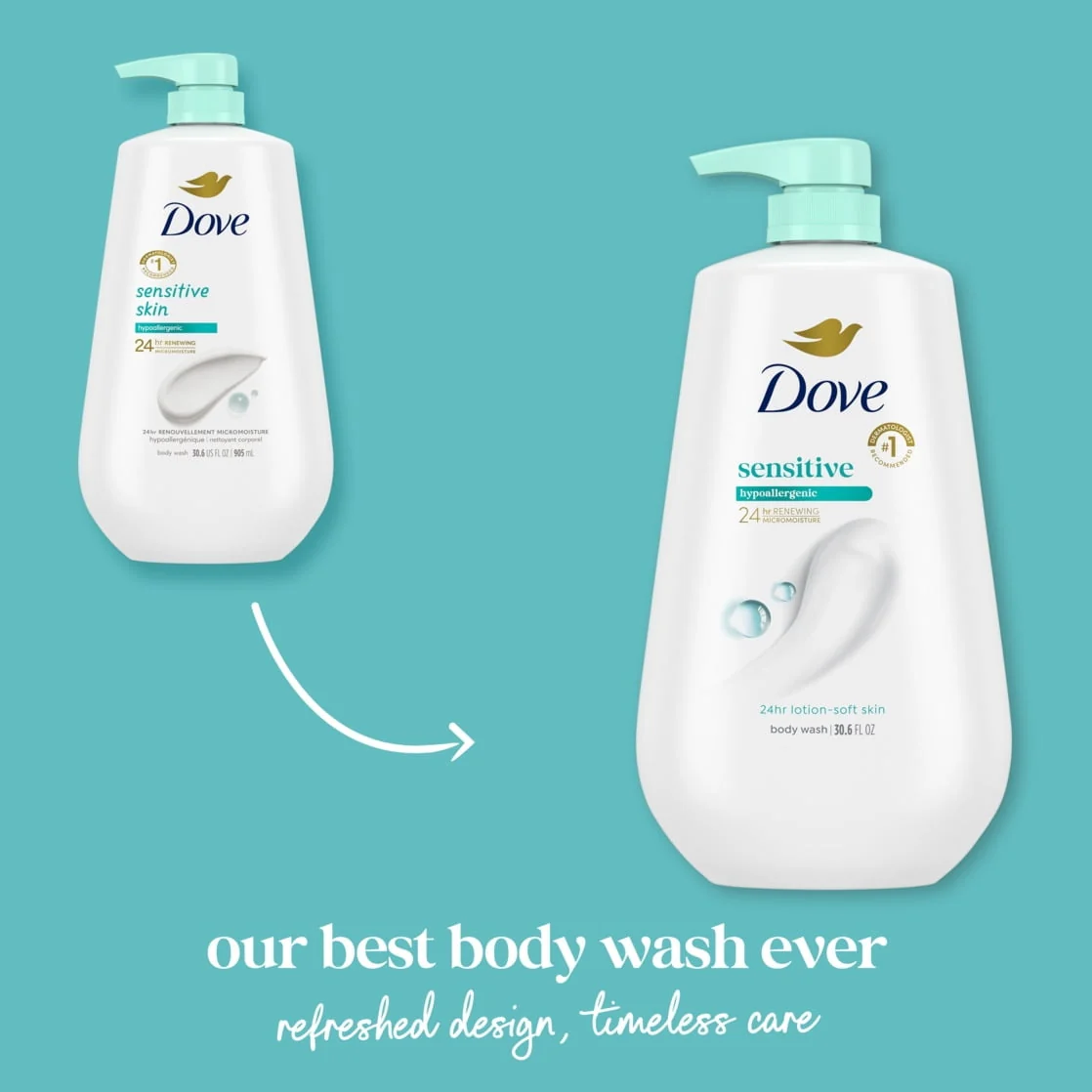Dove Body Wash with Pump Sensitive Skin, 30.6 fl oz - Image 3