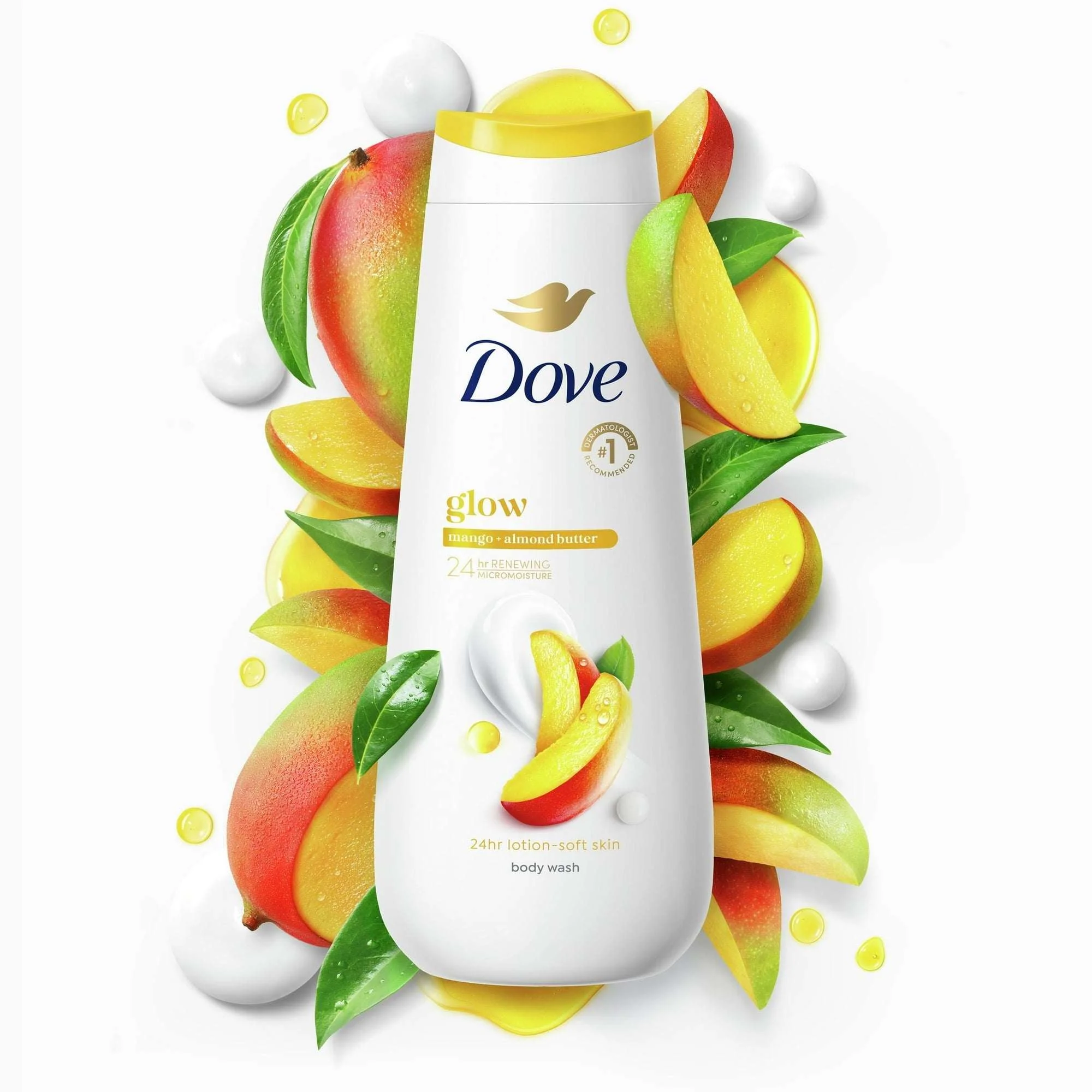Dove Glowing Gentle Body Wash for Women Mango & Almond Butter, 20 oz - Image 11