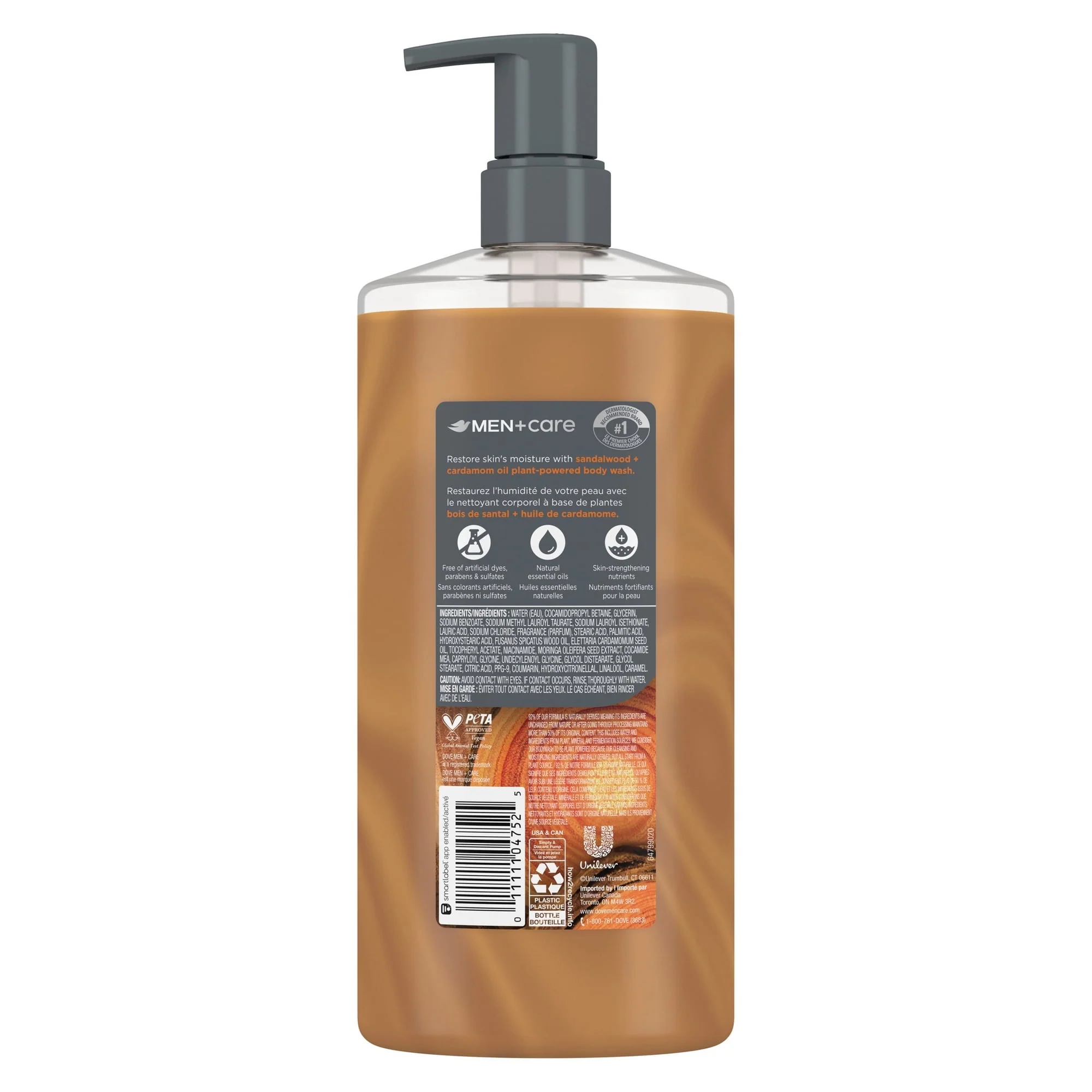 Dove Men Care Body Wash to Rebuild Skin in the Shower Sandalwood Cardamom Oil with Plant-Based Cleansers and Moisturizers, 26 oz - Image 6