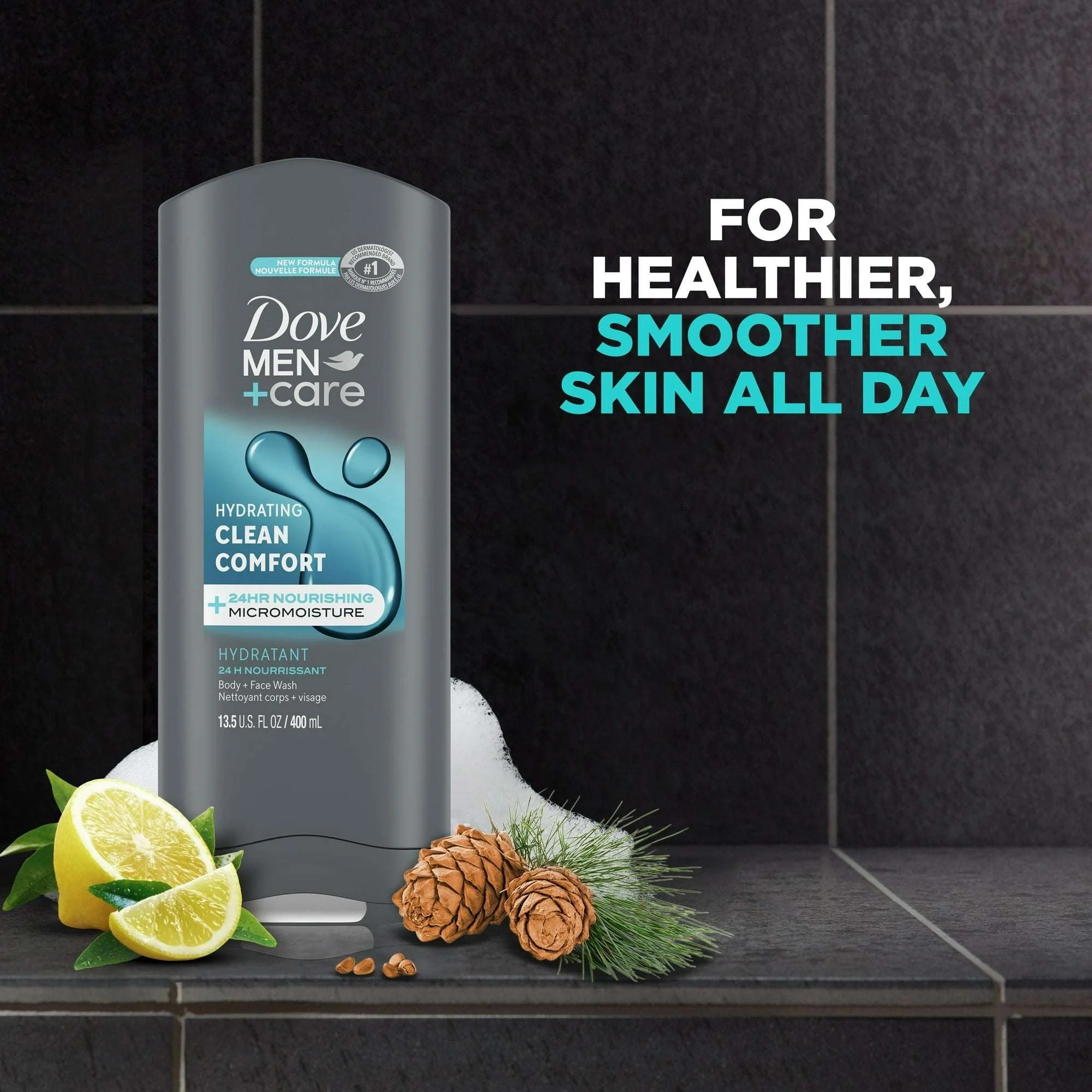 Dove Men+Care Daily Use Face & Body Wash for Men Clean Comfort All Skin, 13.5 oz - Image 5