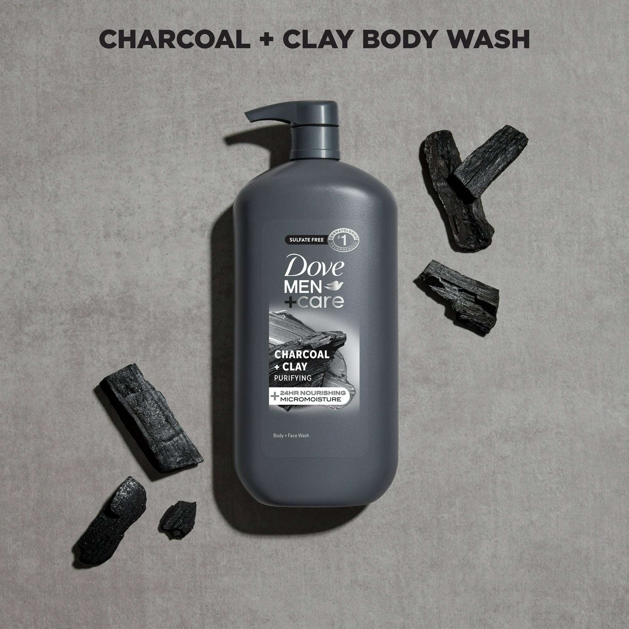 Dove Men+Care Purifying Hydrating Face & Body Wash for Men Charcoal & Clay, 30 oz - Image 3