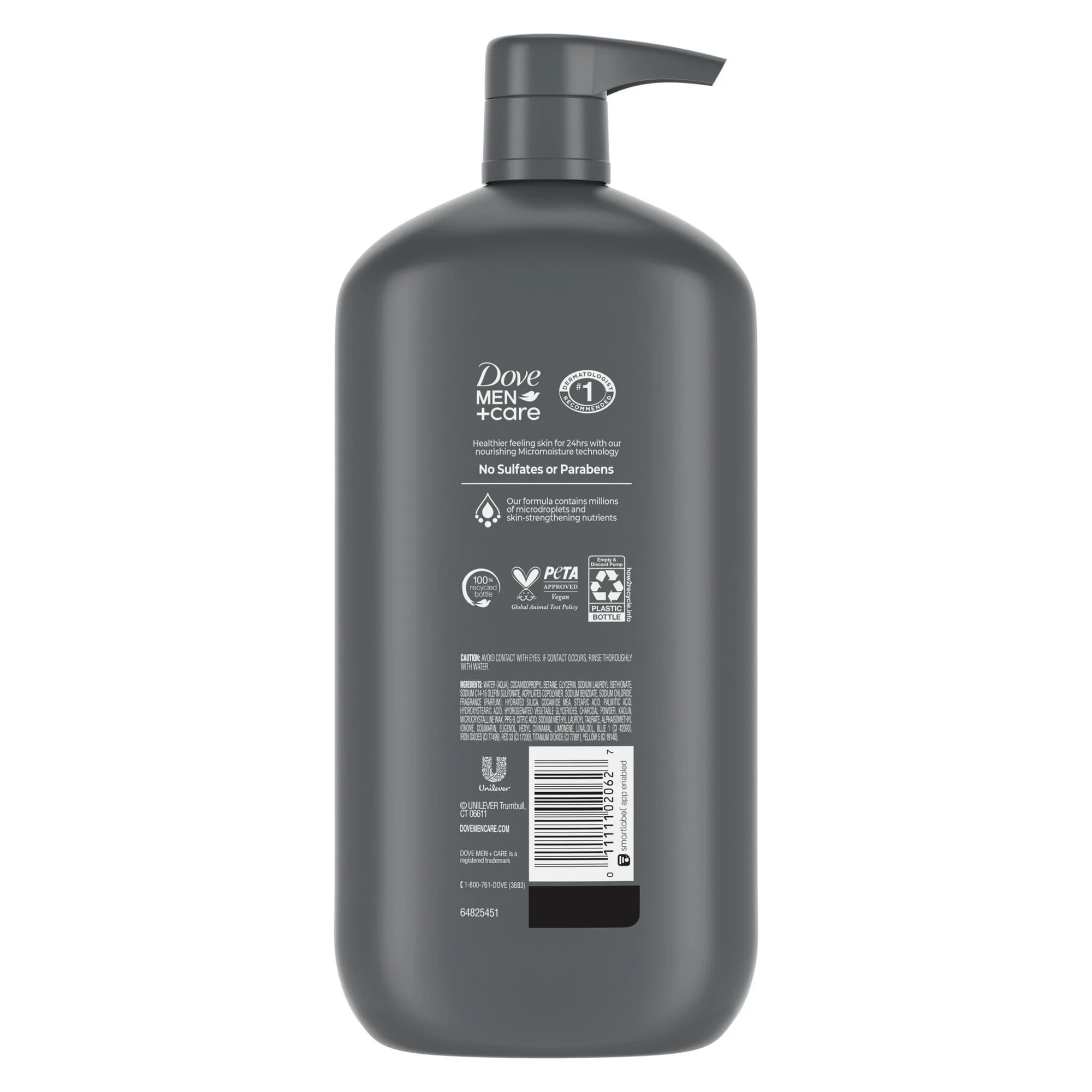 Dove Men+Care Purifying Hydrating Face & Body Wash for Men Charcoal & Clay, 30 oz - Image 7